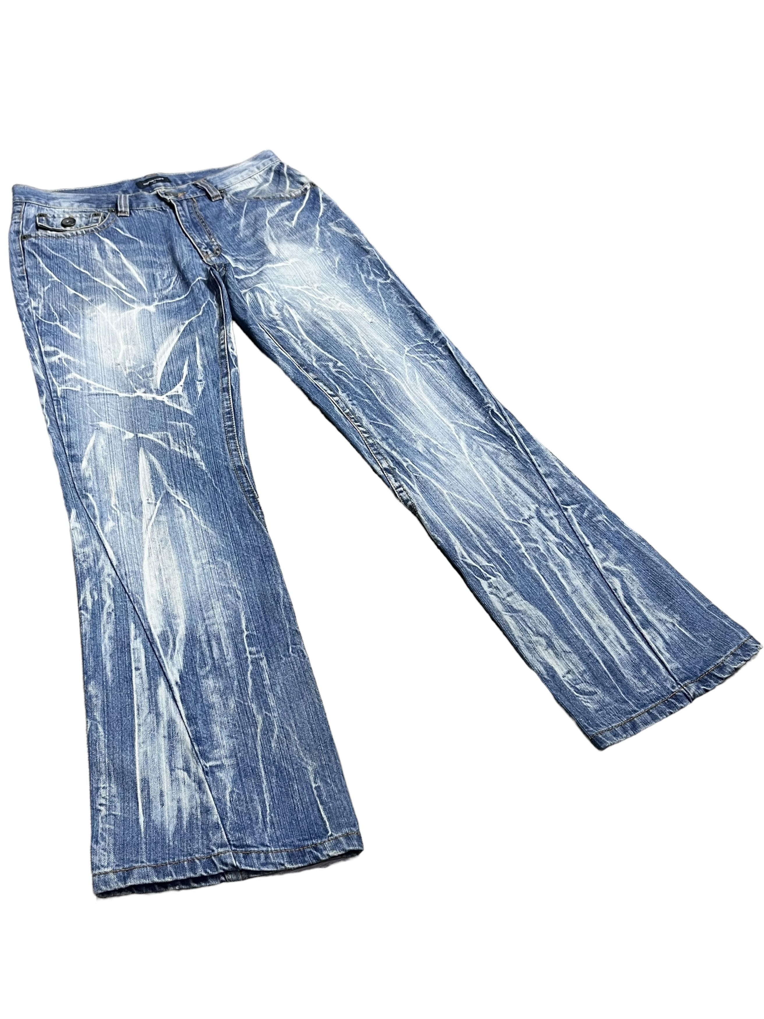 If Six Was Nine × Signal Sport SICK🔥PUNK Thunder Lightning Whiskered Acid Wash Flare Jeans Size US 31 - 3 Thumbnail
