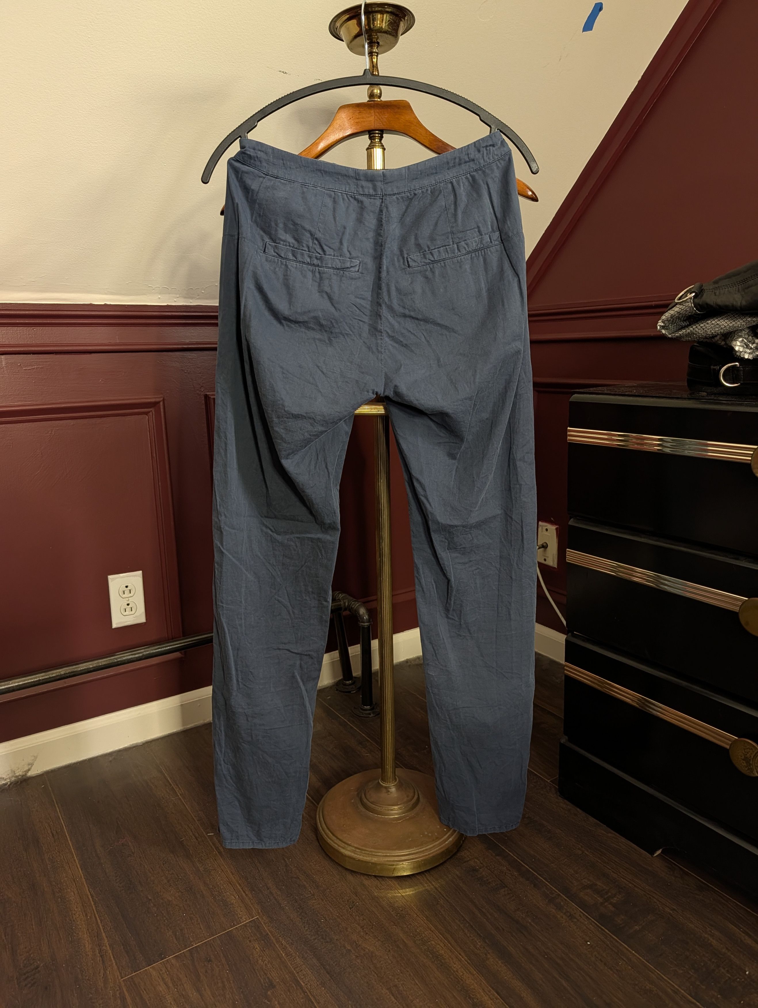 Maison Margiela 2013 blue cotton/linen high rise curve seam pants 40 Size 28" / US 6 / IT 42 - 9 Thumbnail
