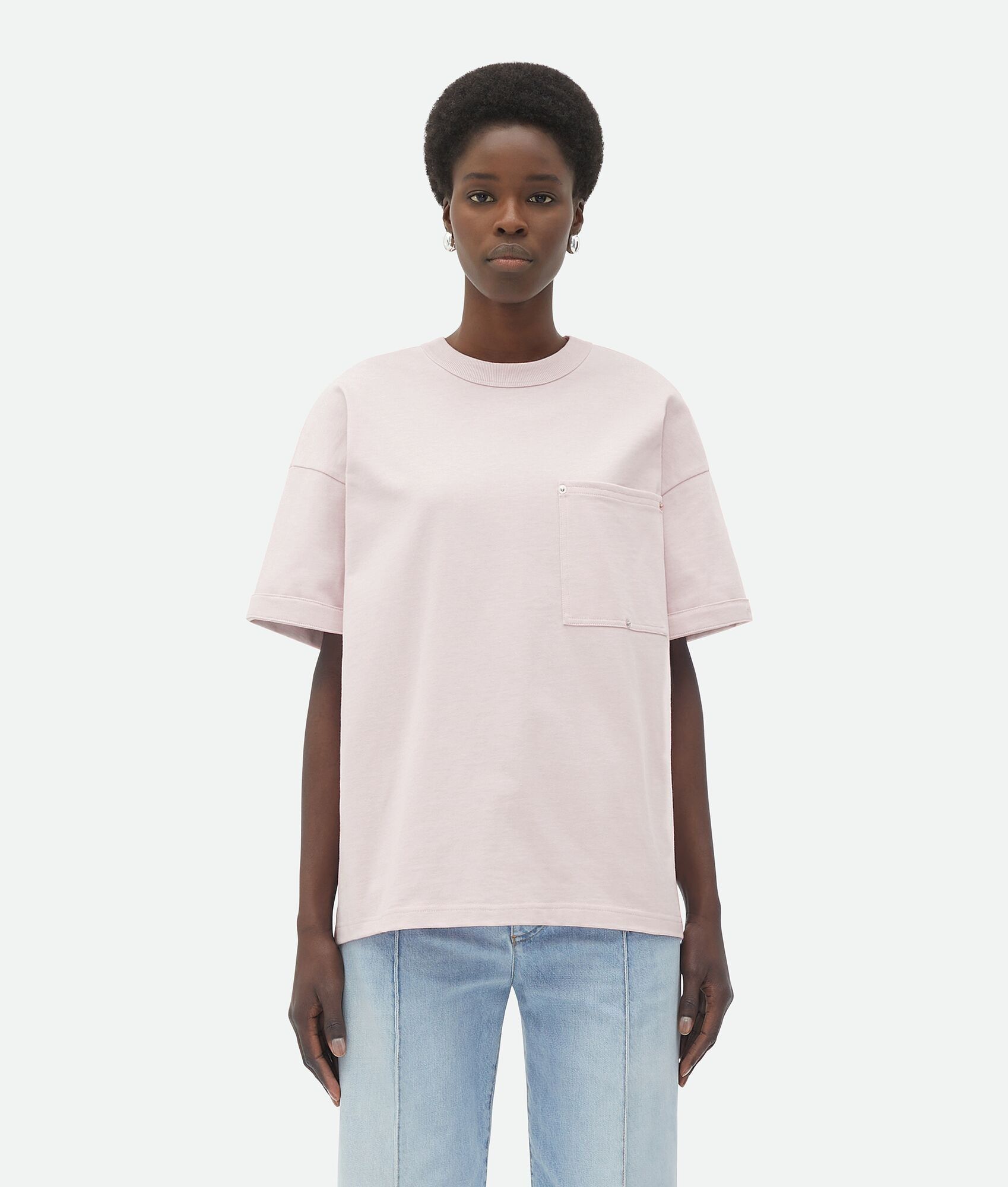 Bottega Veneta o1n1vont0325 Heavy Jersey Relaxed T-Shirt in Camelia Size XS / US 0-2 / IT 36-38 - 1 Thumbnail