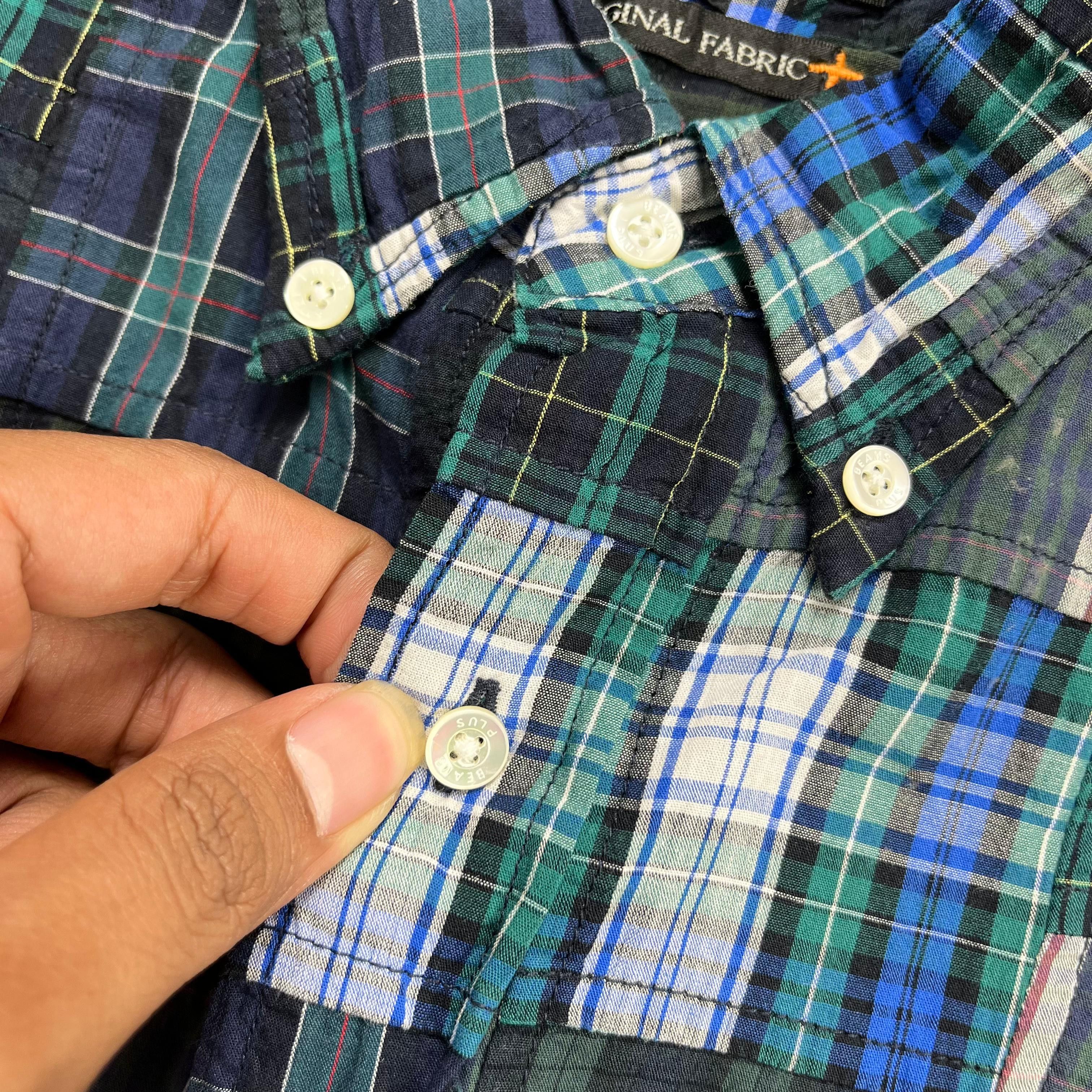 Beams Plus 00's Beams Plus Japanese Brand Patchwork Plaid Long Shirt Size US M / EU 48-50 / 2 - 5 Thumbnail