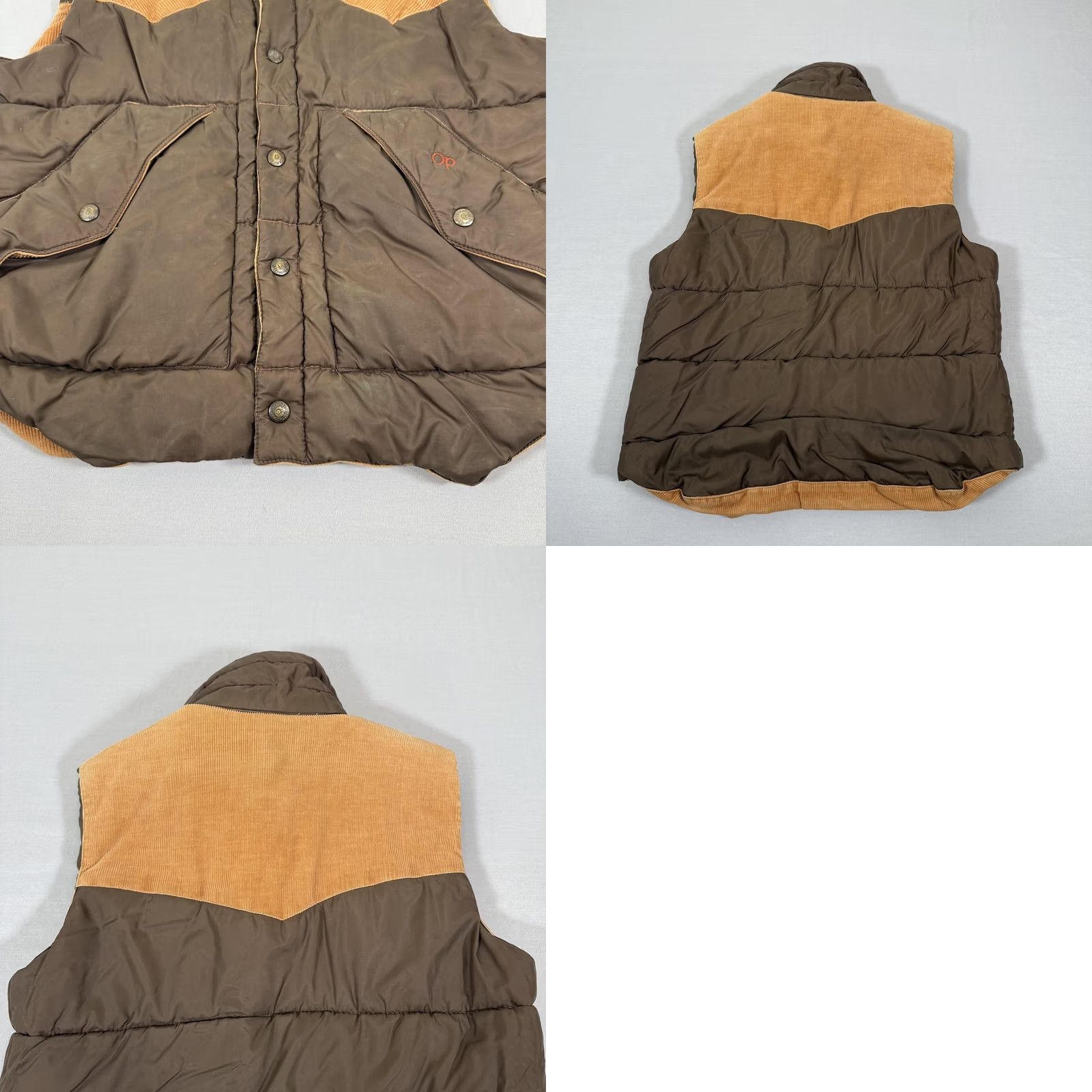 Ocean Pacific VINTAGE Ocean Pacific Vest Mens Small Brown Corduroy Reversible Puffer Snap OP Size US S / EU 44-46 / 1 - 10 Thumbnail
