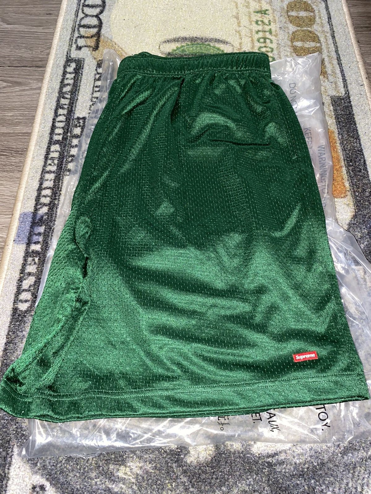 Image of Supreme Small Box Baggy Mesh Short (Xxl) in Green, Men's (Size 38)