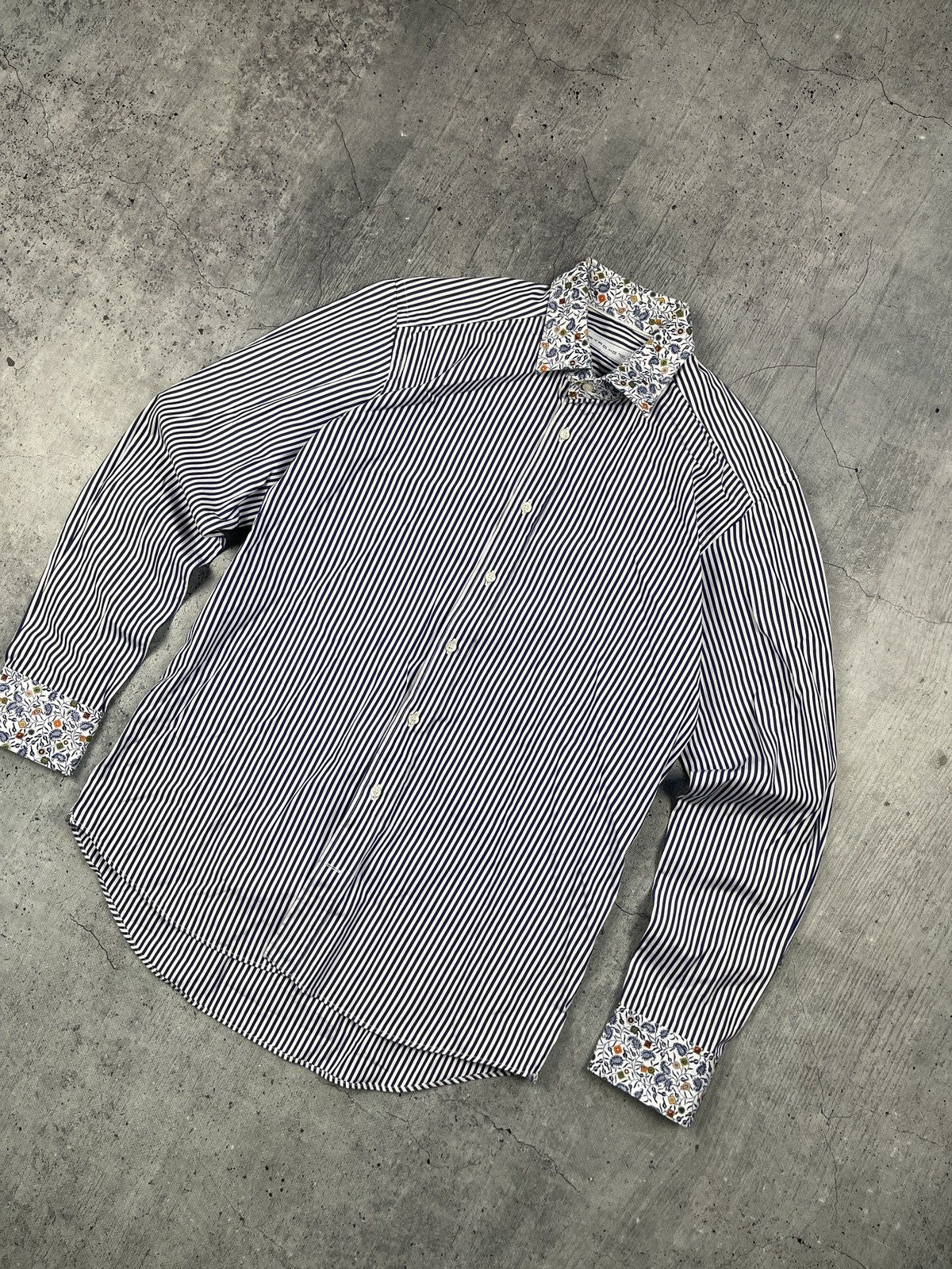 Etro × Vintage Etro Paisley Striped Longsleeve Shirt Button Up Size 40 Size US M / EU 48-50 / 2 - 2 Thumbnail