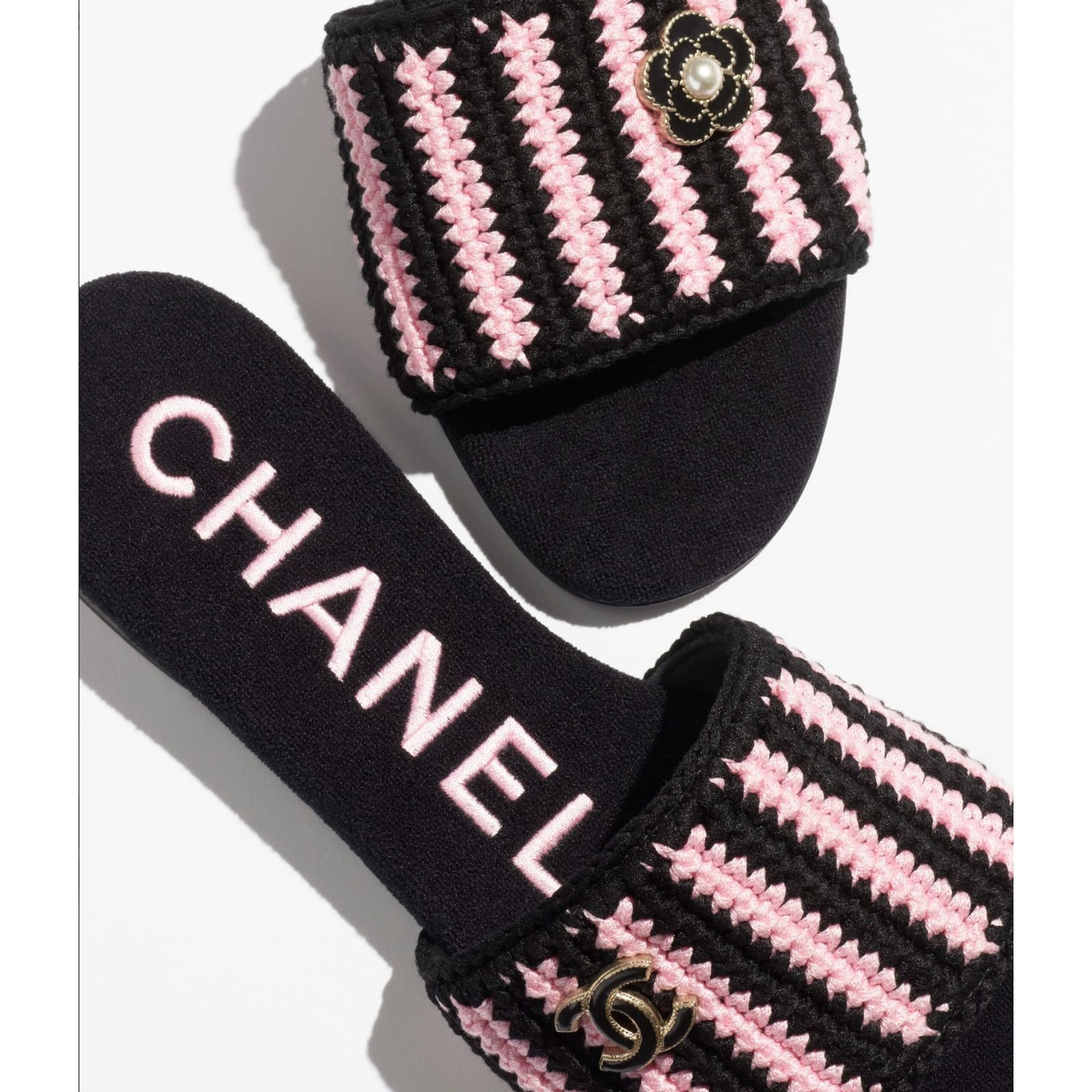 Chanel Chanel 24M Black Pink Crochet Stripe Camellia Flower Logo Size US 9 / IT 39 - 14 Thumbnail