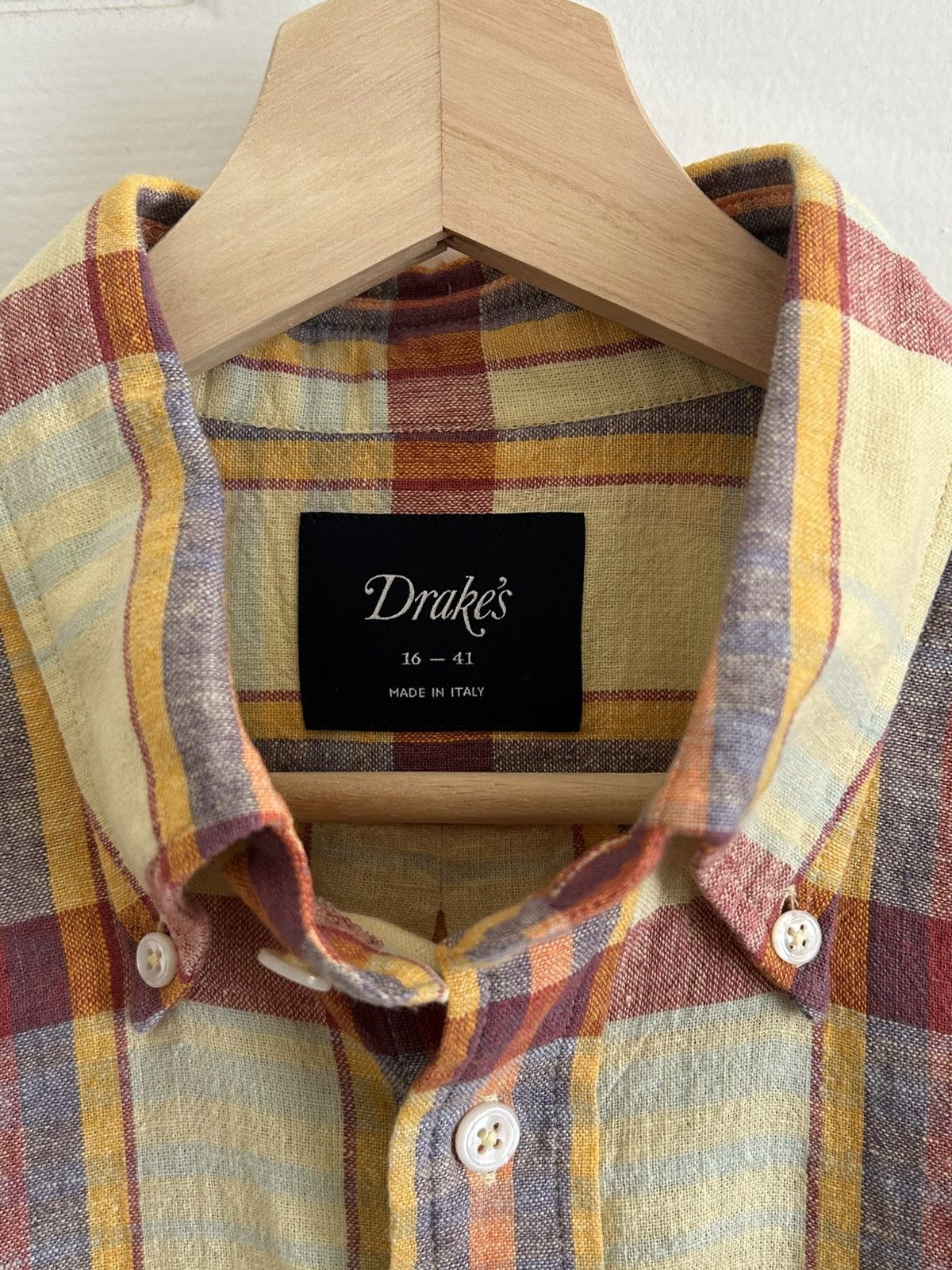 Drake's Drake’s Madras Cotton-Linen Button Down Shirt Size US L / EU 52-54 / 3 - 3 Thumbnail