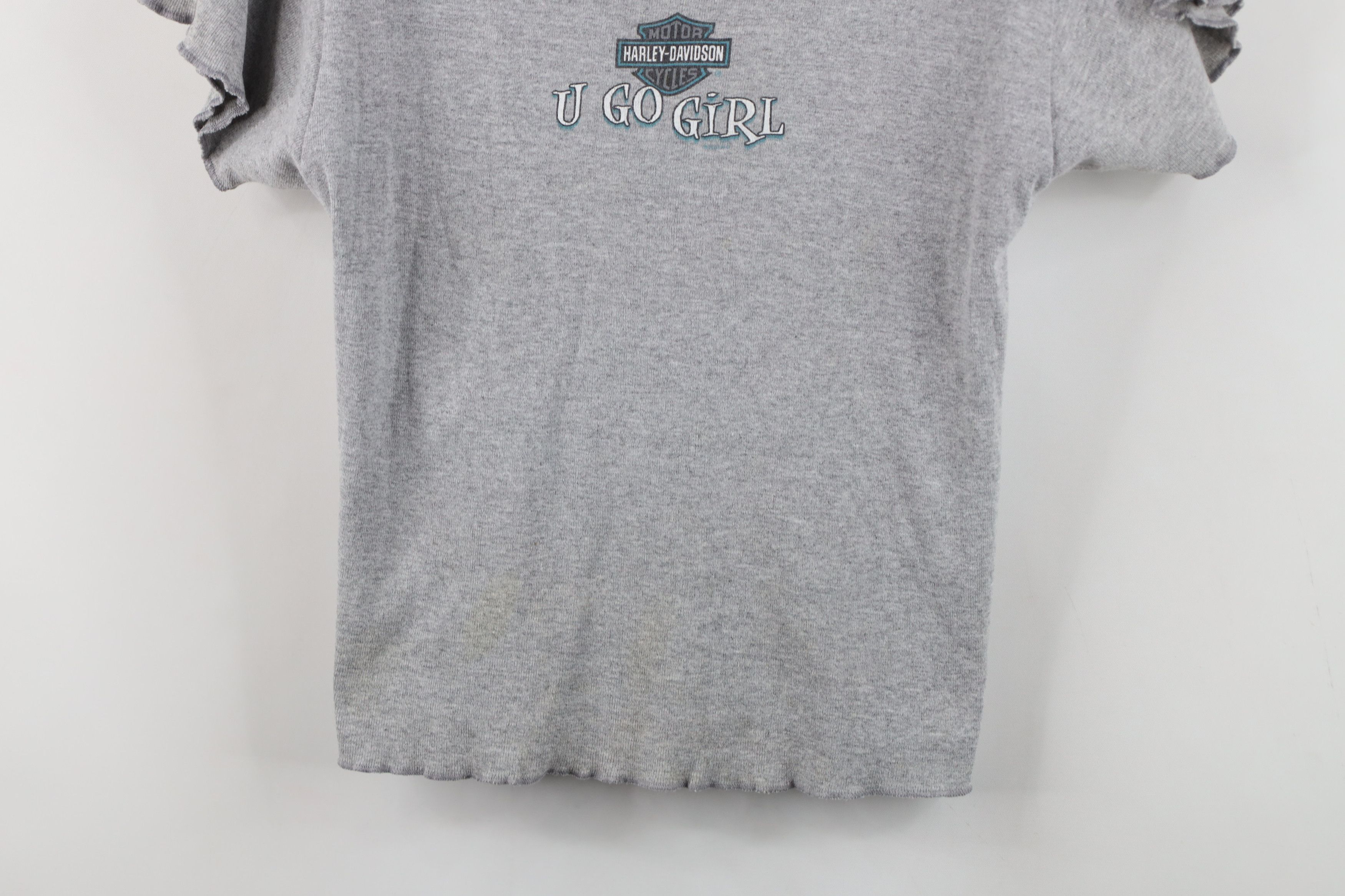 Harley Davidson Vintage Y2K 2002 Harley Davidson Cropped T-Shirt Gray USA Size M / US 6-8 / IT 42-44 - 3 Thumbnail