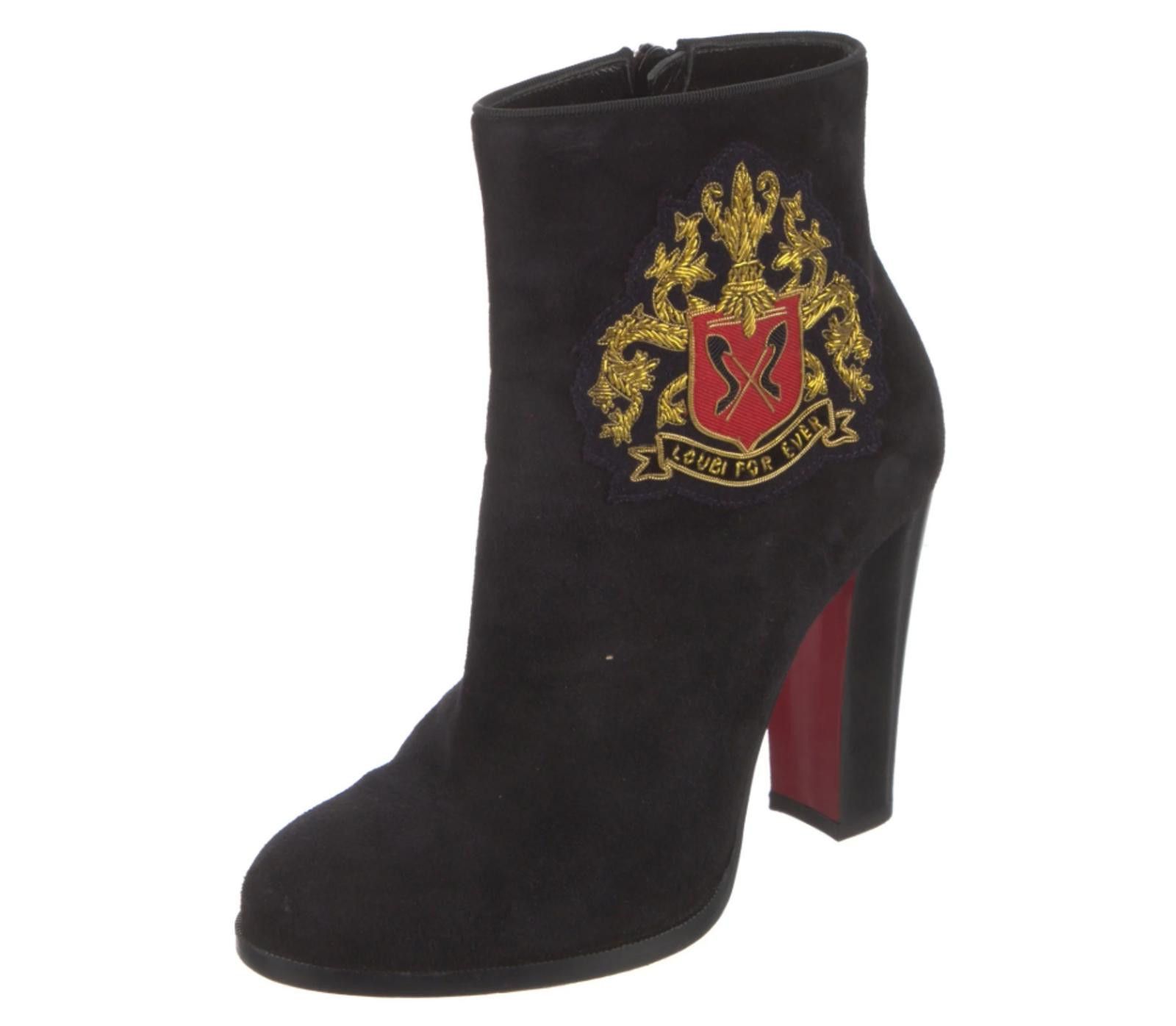 Christian Louboutin Christian Louboutin Crest Motif Suede Booties, Sz US6, IT37 Size US 6 / IT 36 - 2 Thumbnail