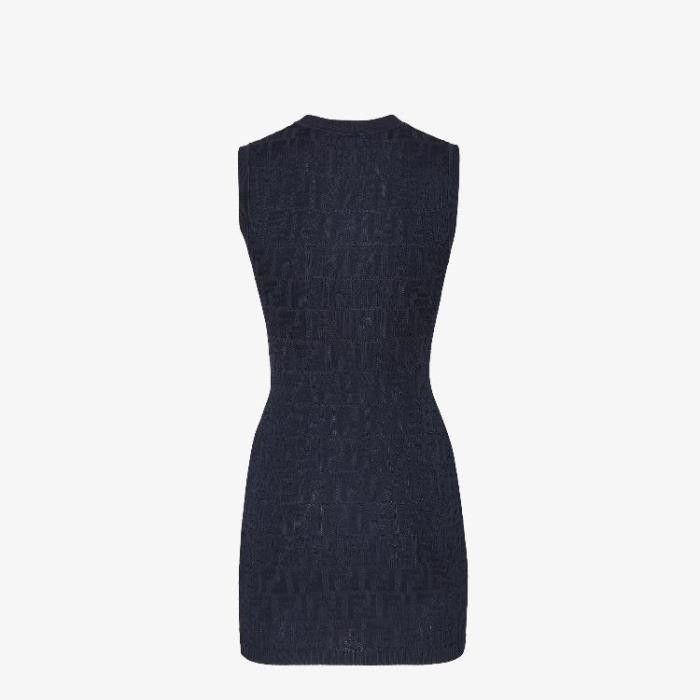 Fendi o1w1db10325 FZDA93 Mini Dress in Navy Blue Size L / US 10 / IT 46 - 2 Thumbnail