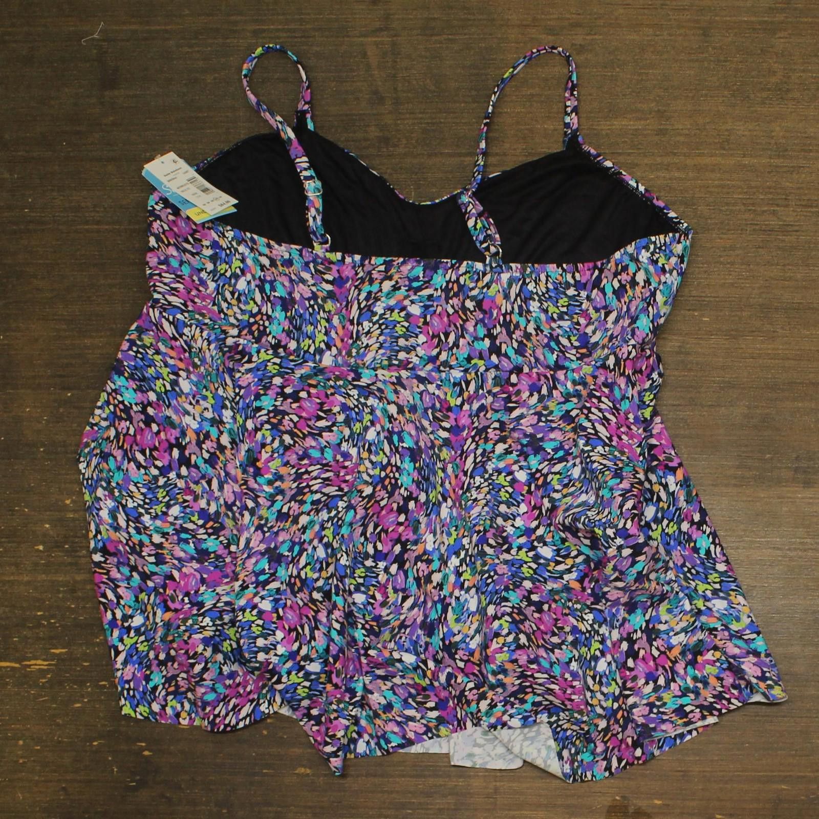 Other Nwt Swim Solutions Swim Tankini Top Dancing Colors Blue 22w Size ONE SIZE - 2 Thumbnail