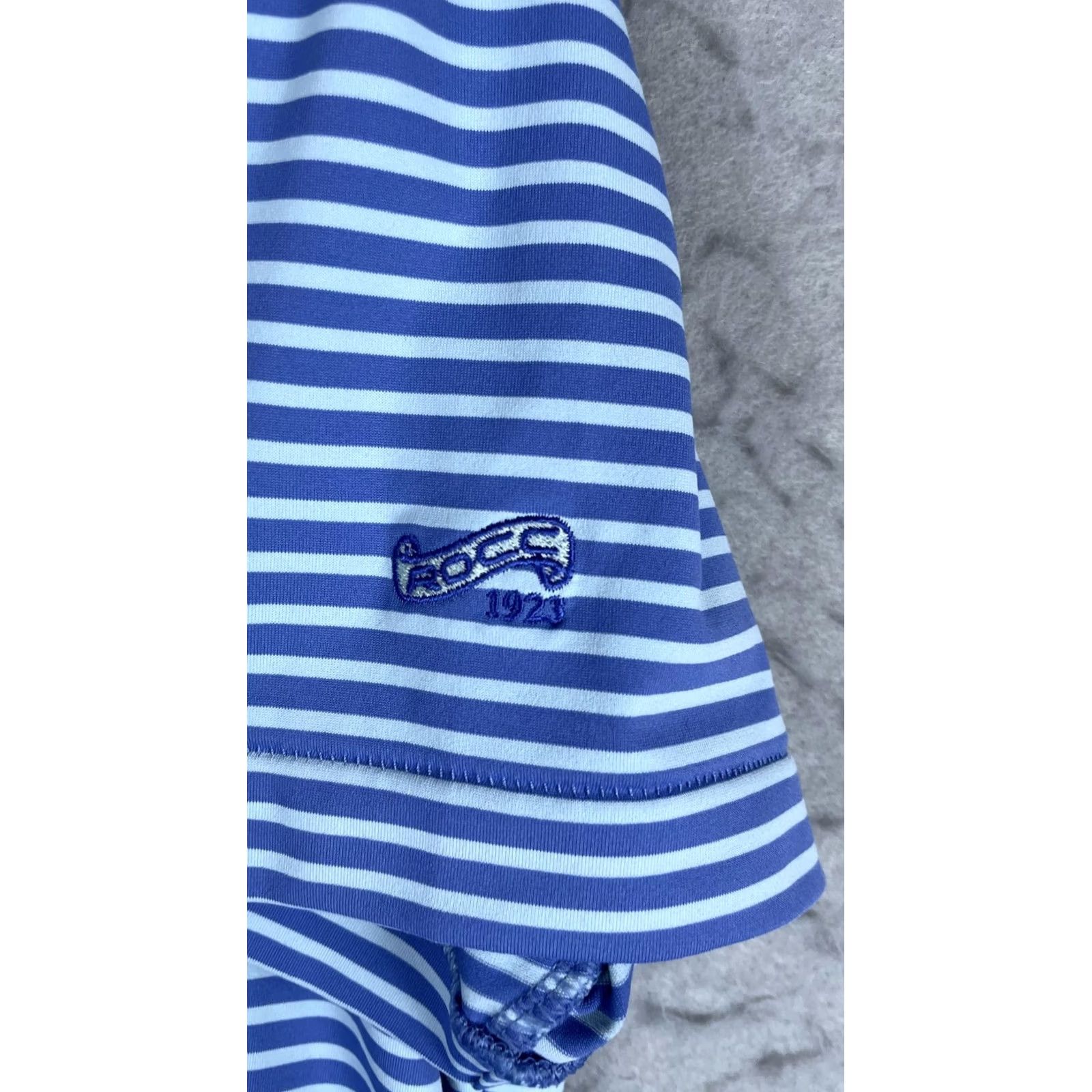 Peter Millar Peter Millar Polo Shirt Mens L Blue Stripe ROCC 1927 Golf Short Sleeve Shirt Polo Mens Large Blue Striped Golf Polo Men Size US L / EU 52-54 / 3 - 2 Thumbnail