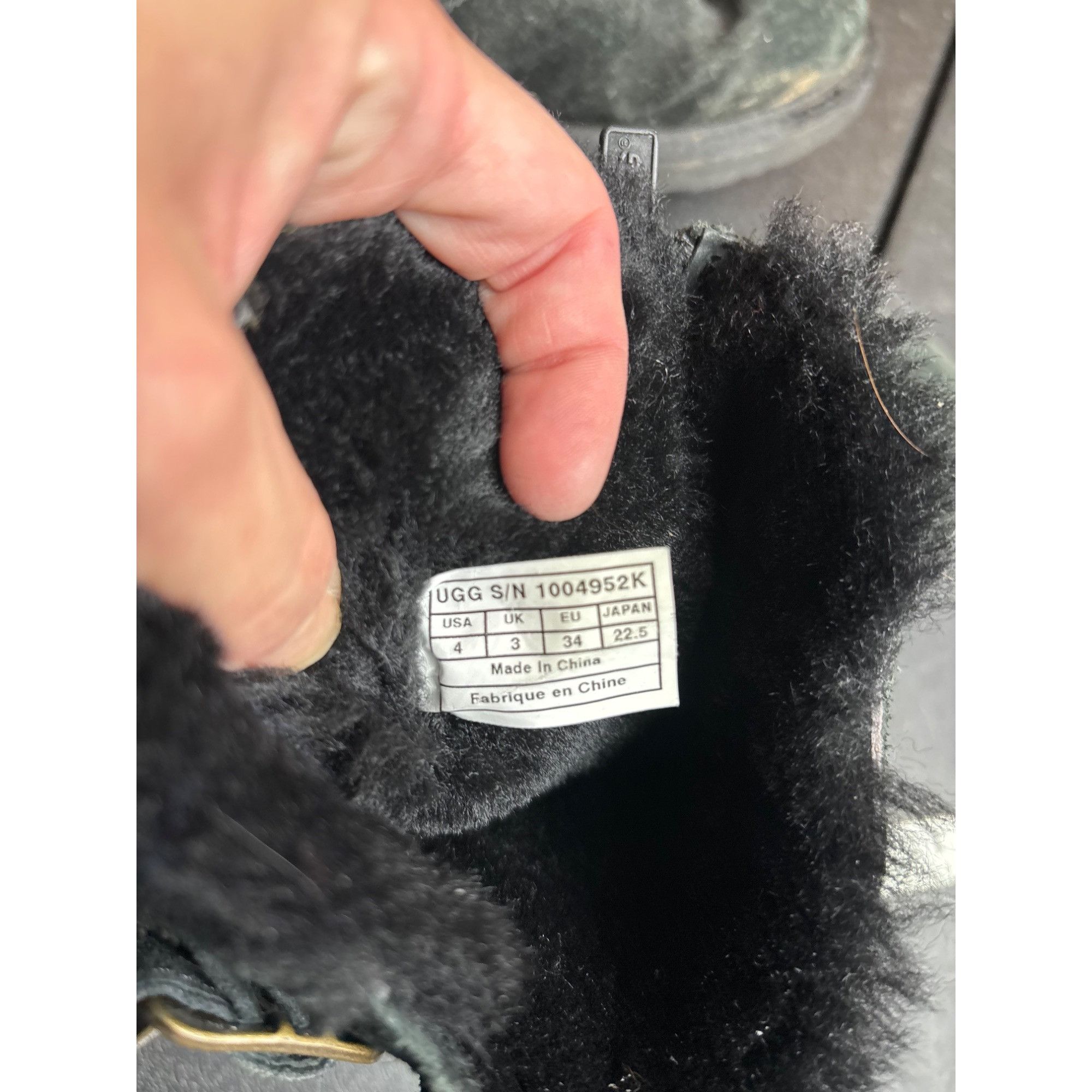 Ugg Ugg Black Suede Mid-Calf Boots With Shearling Lining & Gold Size US 4 / IT 34 - 5 Thumbnail