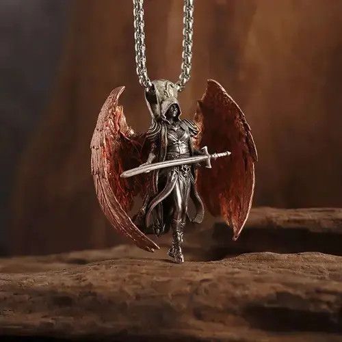 handvaerk Red Wings Sword Angel Necklace Size ONE SIZE - 1 Thumbnail