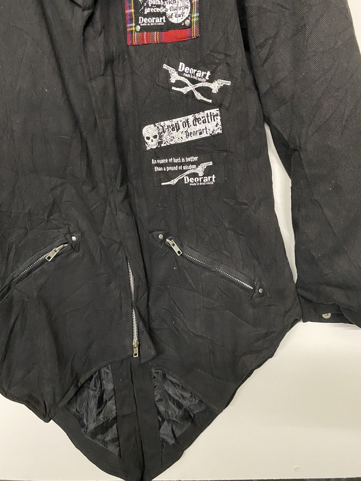 Japanese Brand Black Deorart Gothic Punk Jacket Faux Fur Collar Patches Size US M / EU 48-50 / 2 - 6 Thumbnail