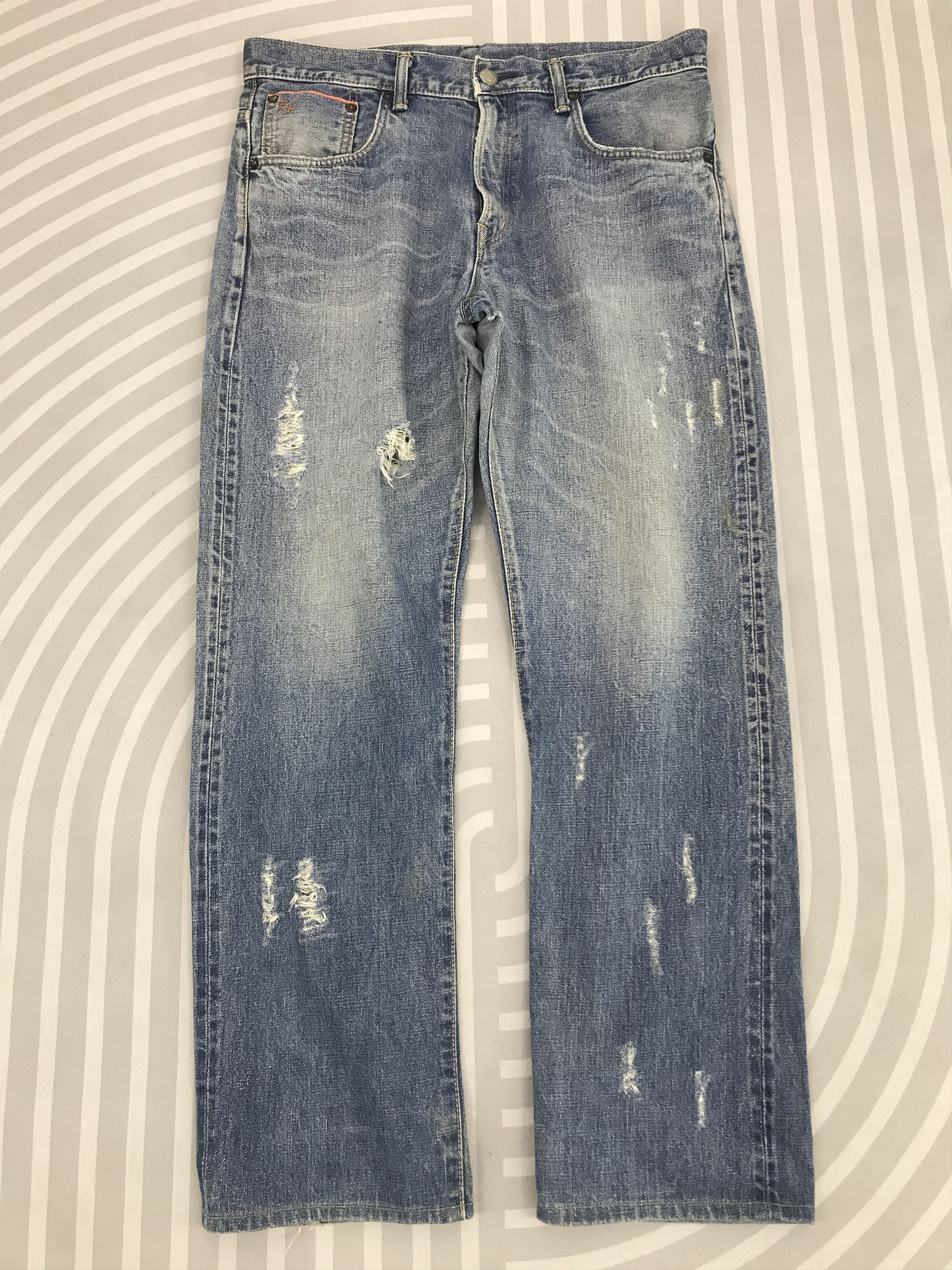 Edwin × Vintage Vtg Edwin Japan style Distressed Denim faded Jeans pants Size US 32 / EU 48 - 1 Thumbnail