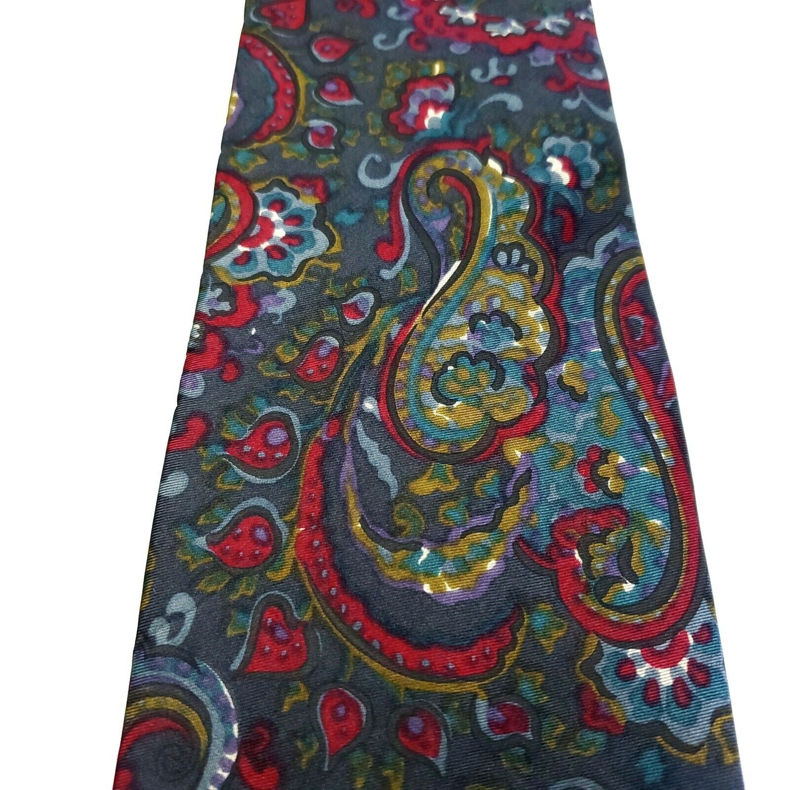 Designer Briar Traditional Apparel Green Red Paisley Print Short Silk Size ONE SIZE - 2 Thumbnail