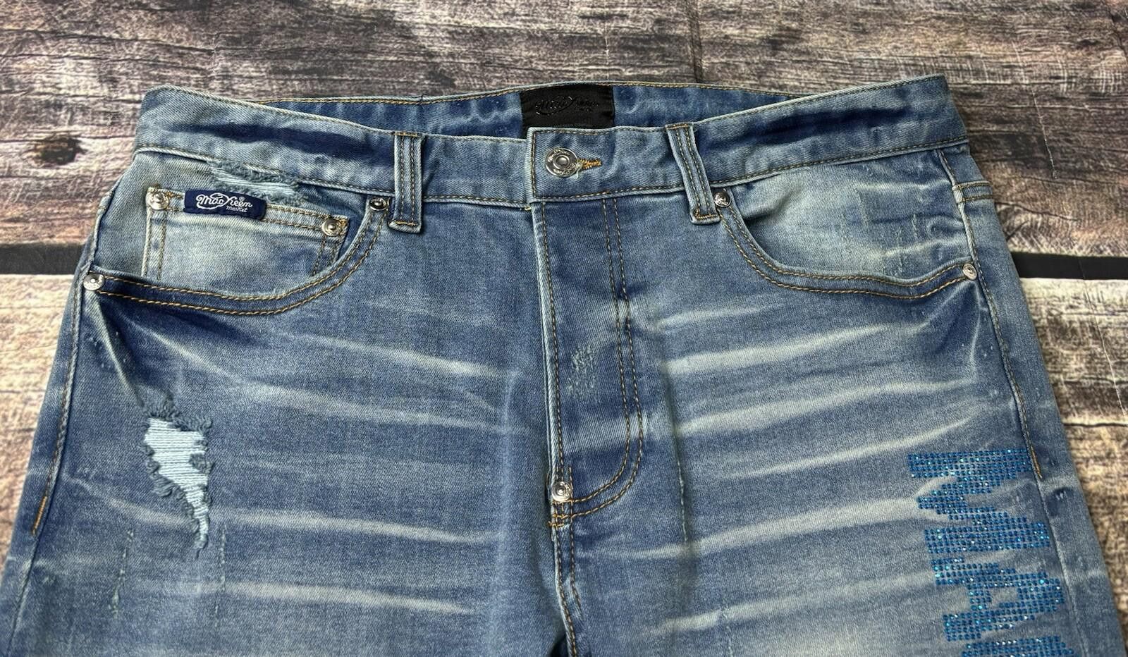 Andrew Mackenzie Mackeen Denim Jeans Men's 34x32 Distressed Flames Logo Size US 34 / EU 50 - 3 Thumbnail