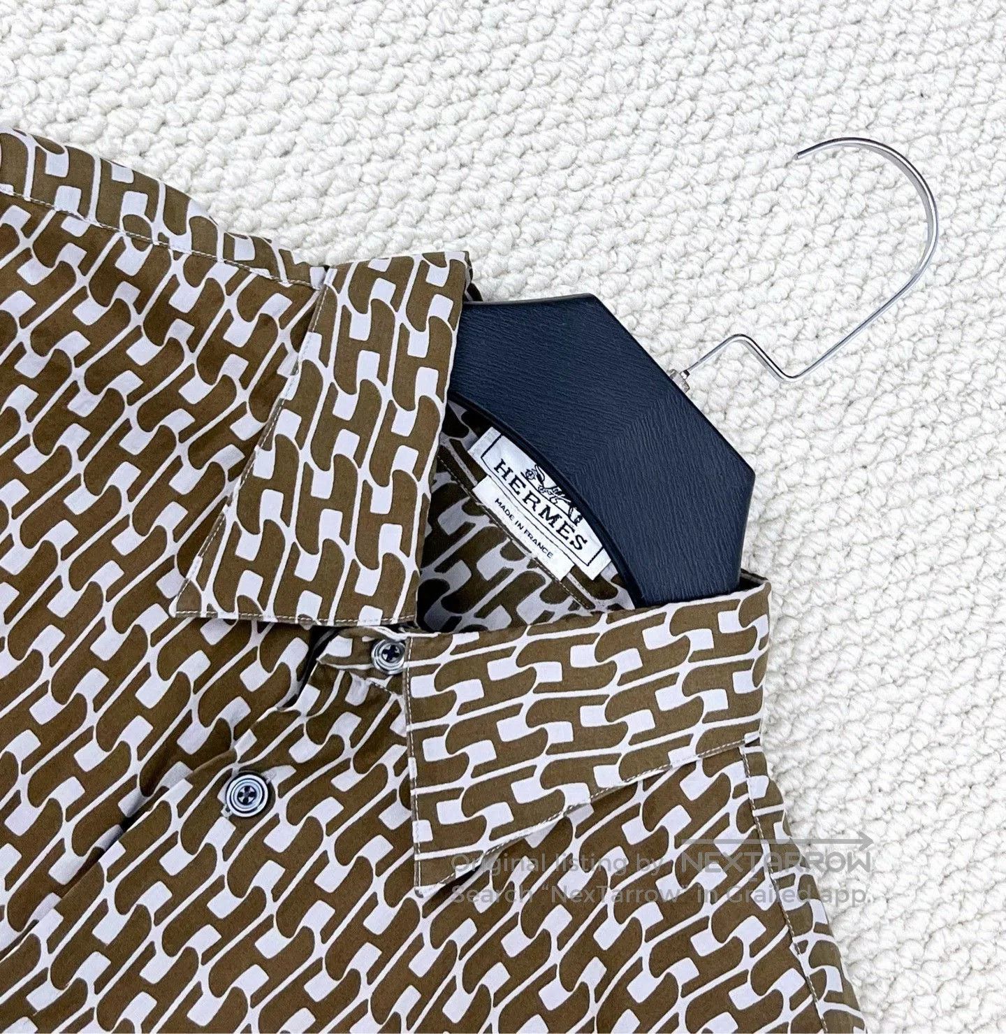 Hermes Hermes Brown H Logo Print Shirt. Size US M / EU 48-50 / 2 - 3 Thumbnail