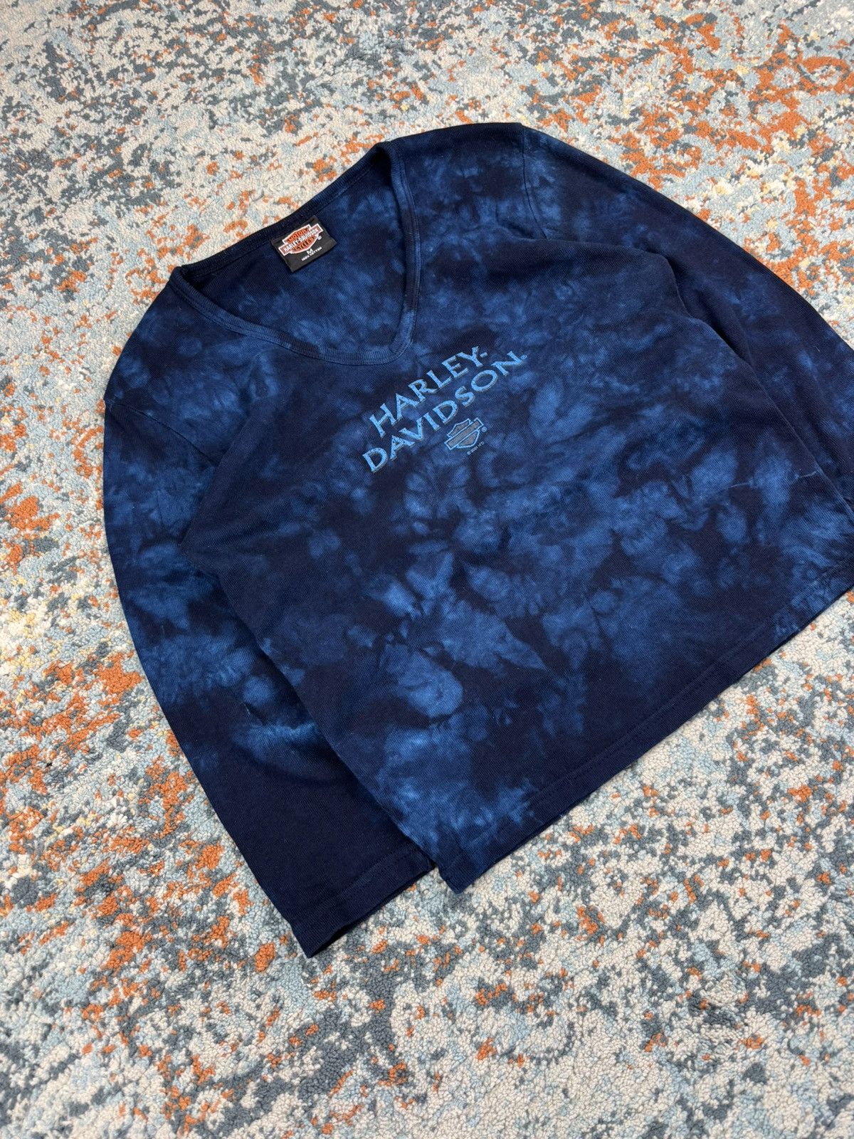 Harley Davidson Vintage Y2K Harley Davidson USA tie dye 3/4 ribbed top tee Size M / US 6-8 / IT 42-44 - 3 Thumbnail