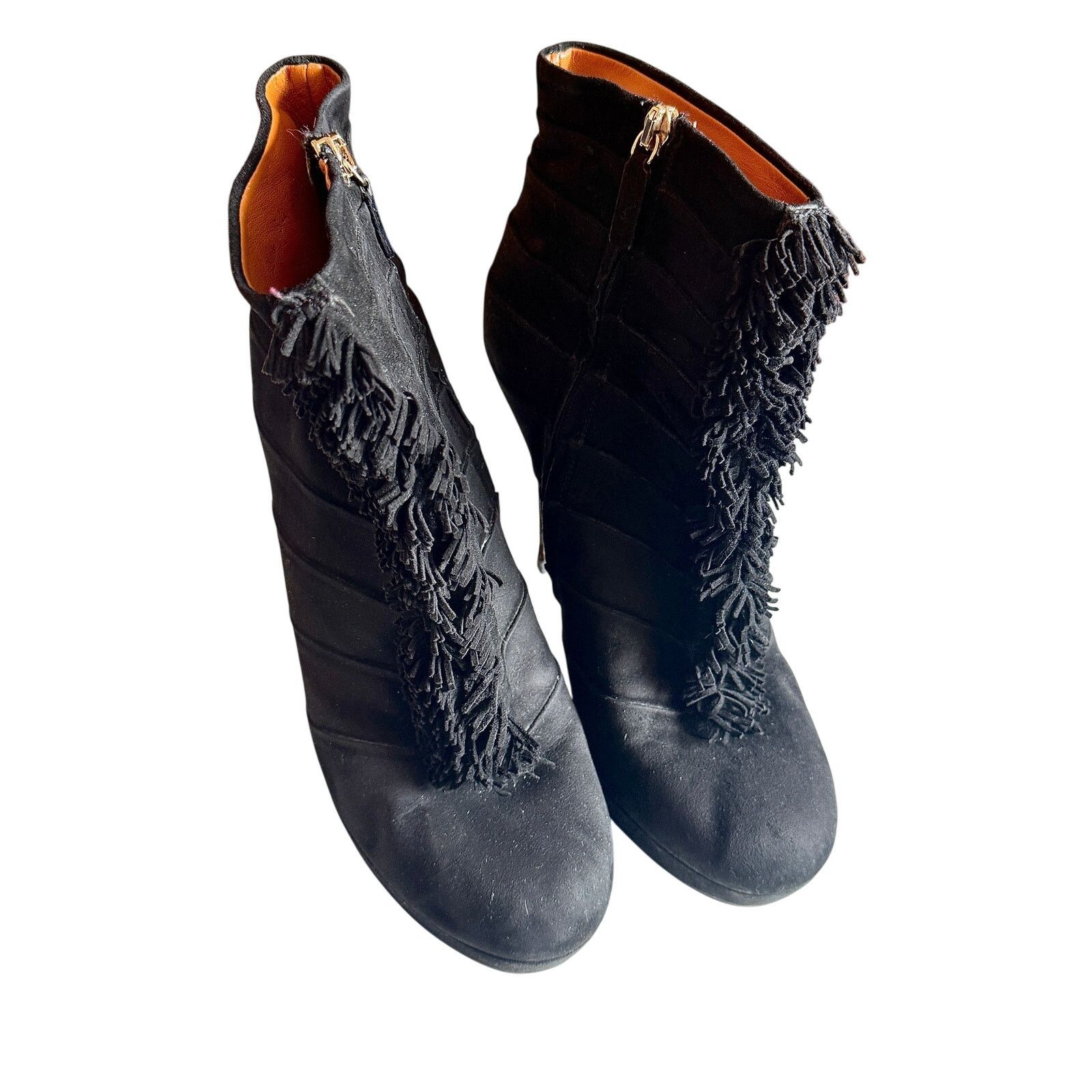 Gucci Gucci Women's Black Suede Fringe Trim Accent Lace-Up Boots Size US 8 / IT 38 - 2 Thumbnail