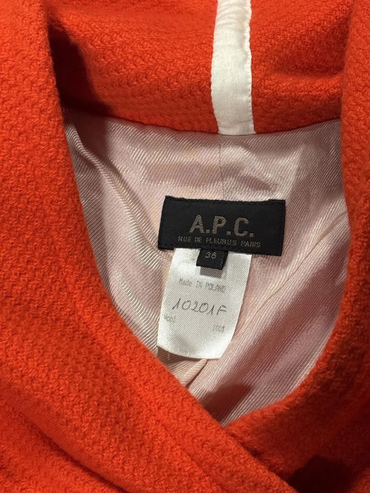 A.P.C. Women's A.P.C. Orange Wool Jacket (Size 36) Size XS / US 0-2 / IT 36-38 - 2 Thumbnail