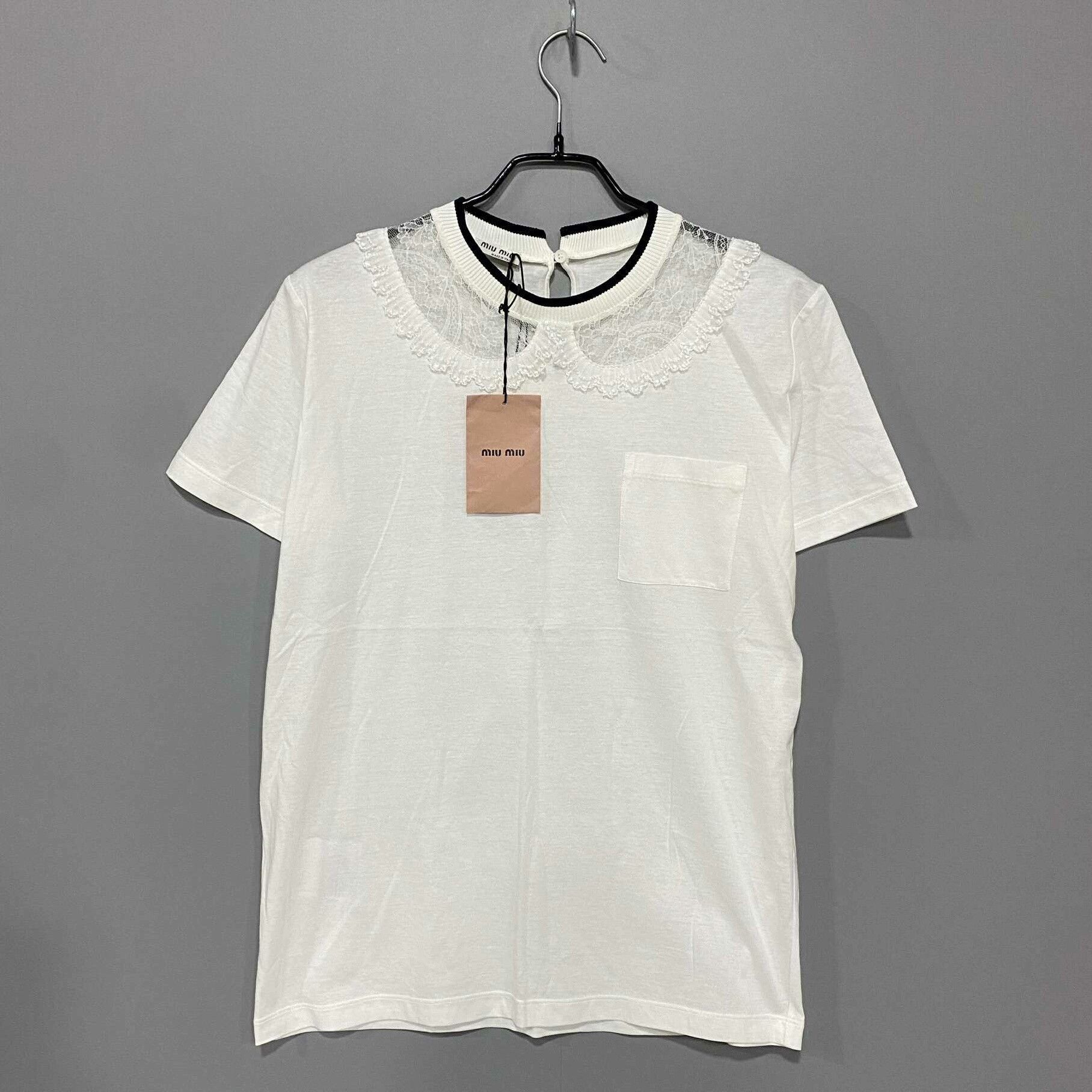 Miu Miu MIUMIU Lace Collar Short Sleeve Top Size M / US 6-8 / IT 42-44 - 1 Thumbnail