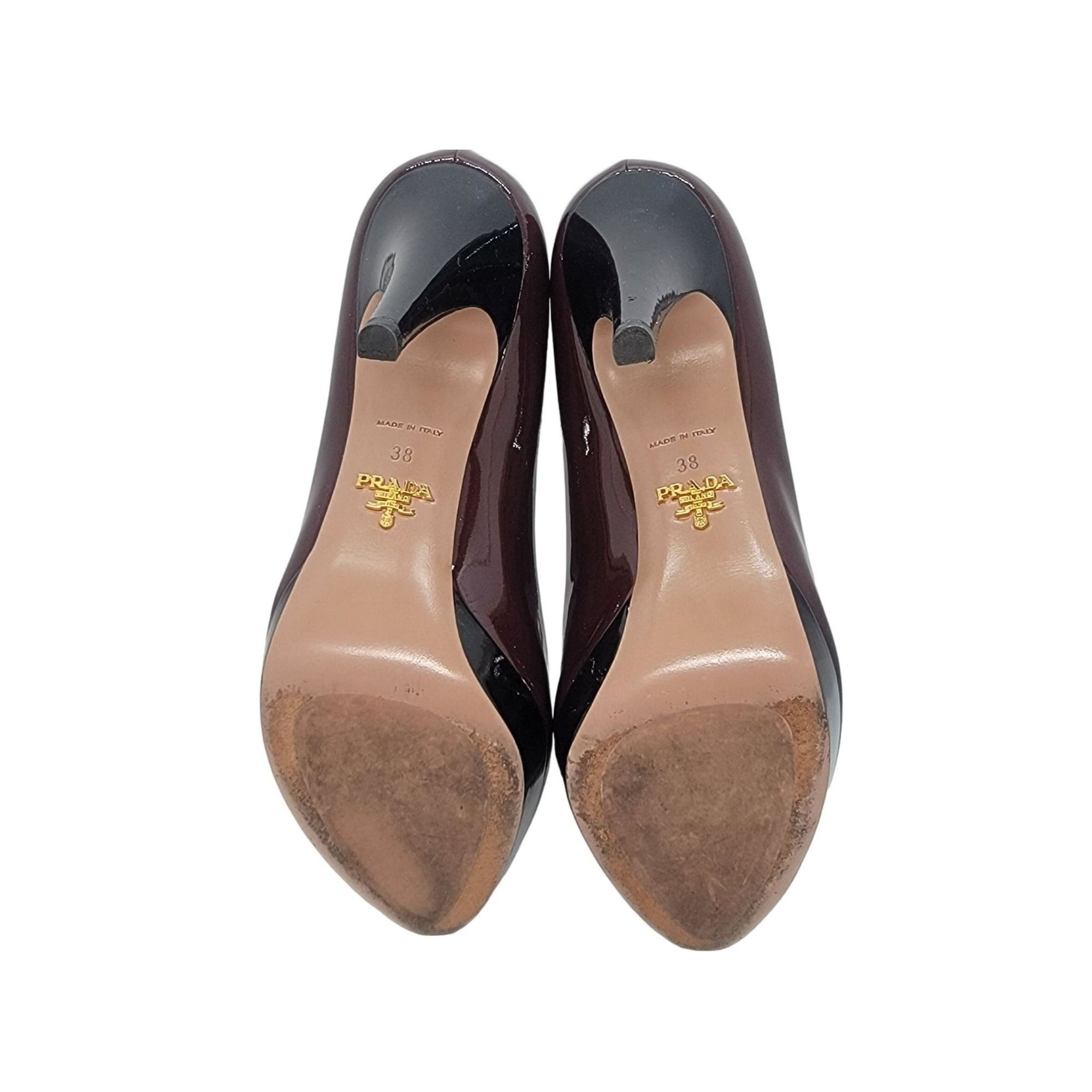 Prada ⭐$950 Sz 7/38 Prada Women Patent Leather Burgundy Platform c Size US 8 / IT 38 - 4 Thumbnail
