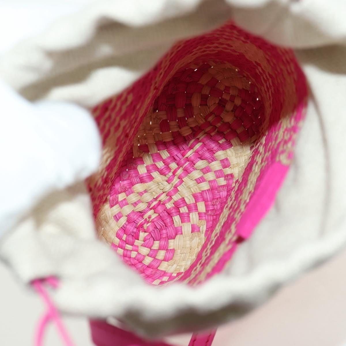 Loewe Loewe Anagram Raffia Shoulder Bag Pink Size ONE SIZE - 6 Thumbnail