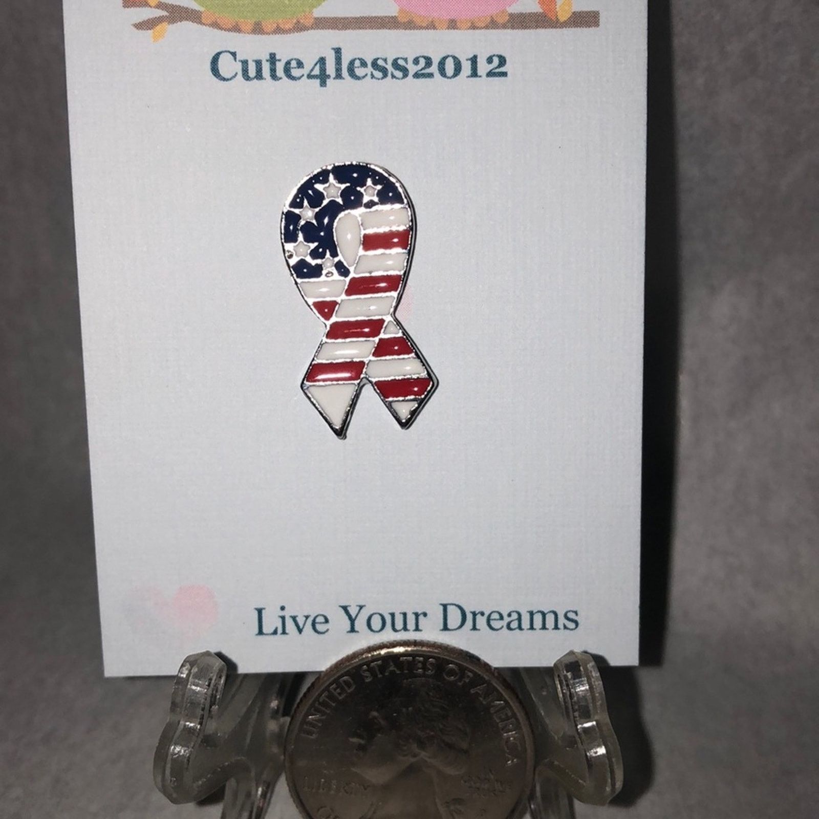 Other American Flag Ribbon Pin Brooch Independence Day Size ONE SIZE - 1 Thumbnail