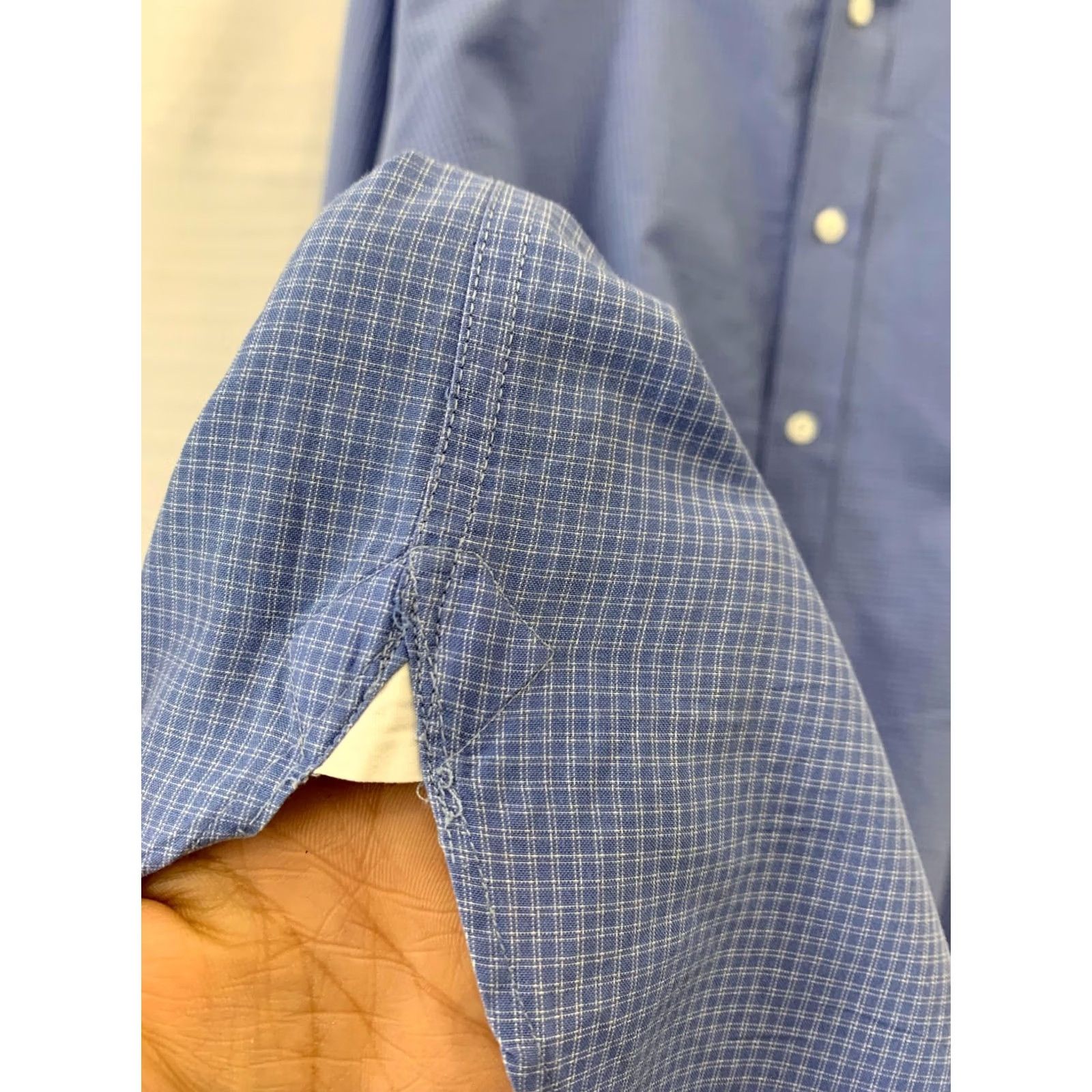Turnbull & Asser VINTAGE Turnbull & Asser London Dress Shirt Blue Micro Check 17.5 / 44 Classic Fit Mens Adults Size 48R - 7 Thumbnail