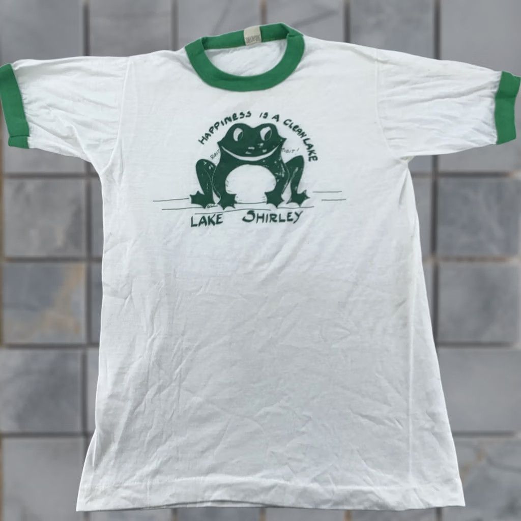 Vintage VINTAGE Lake Shirley Massachusetts Frog Clean Lake Shirt Mens XXS Ringer 80s Size US XXS / EU 40 - 1 Thumbnail