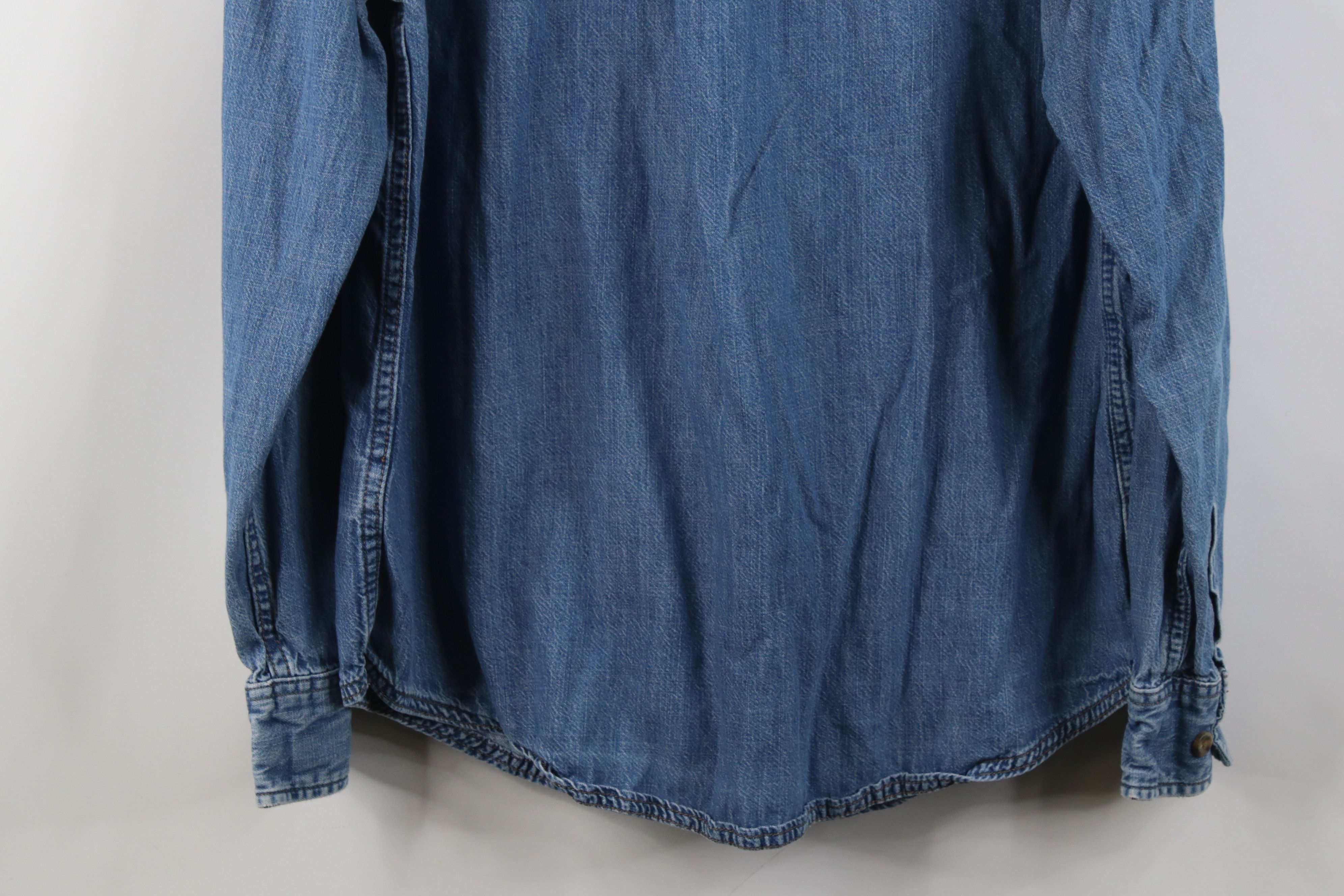 Vintage Vintage 90s Streetwear Collared Denim Jean Button Shirt Size US S / EU 44-46 / 1 - 14 Thumbnail