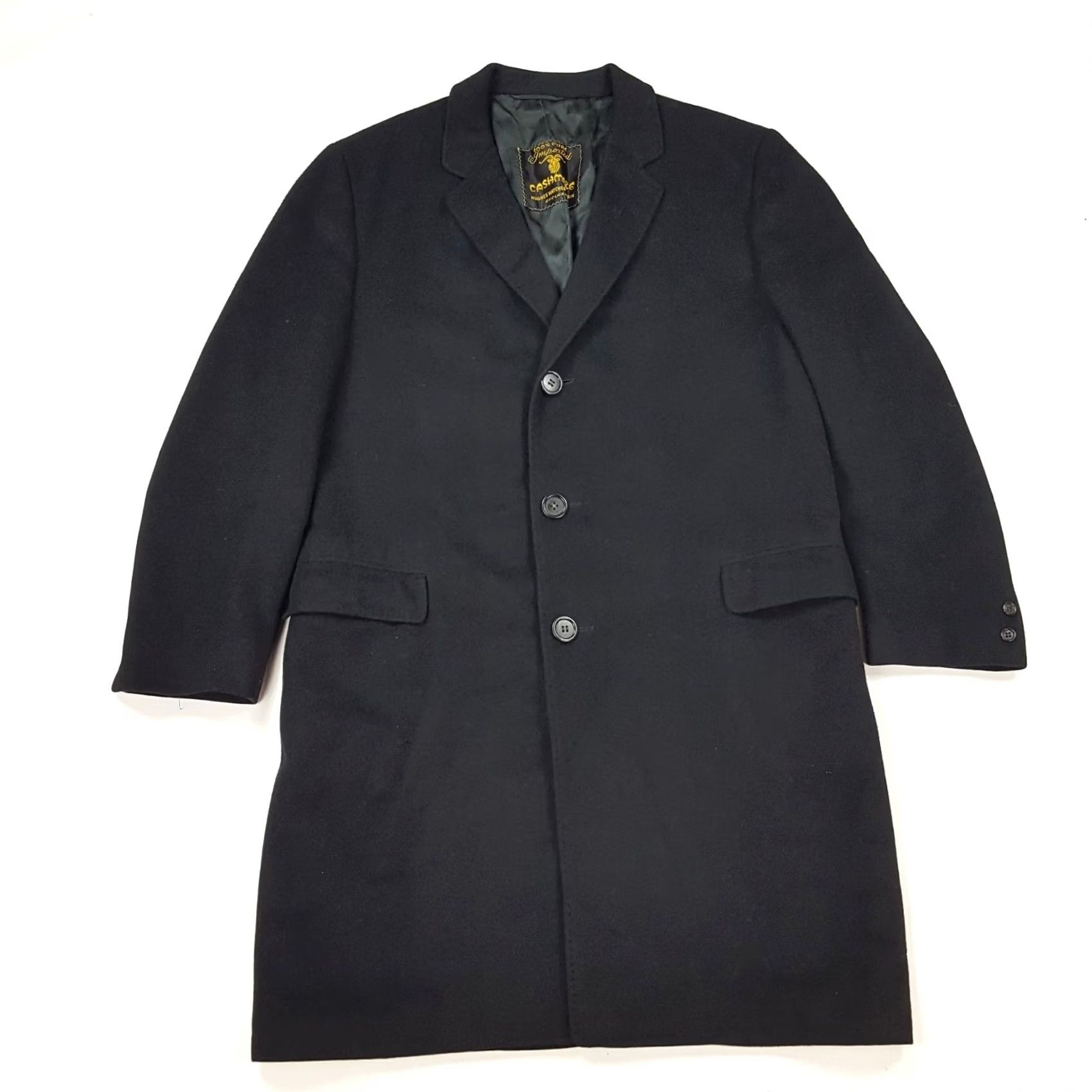 Vintage Alpacuna Cashmere Men's Large Black Overcoat Peacoat Wool 3 Button Luxury Soft Size US L / EU 52-54 / 3 - 2 Thumbnail