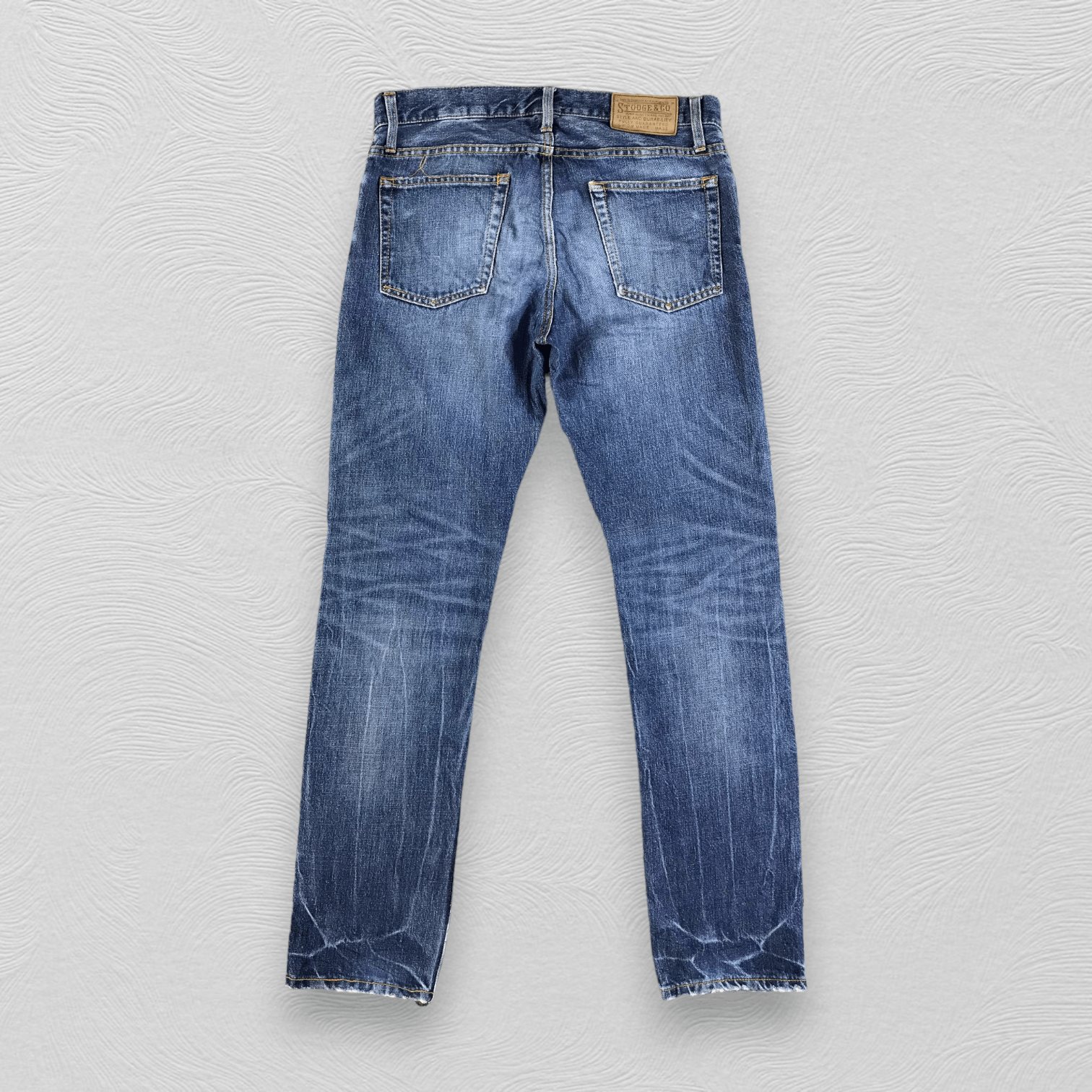 Japanese Brand Stooge & Co Blue Distressed Denim KJ2011 Size US 31 - 2 Thumbnail