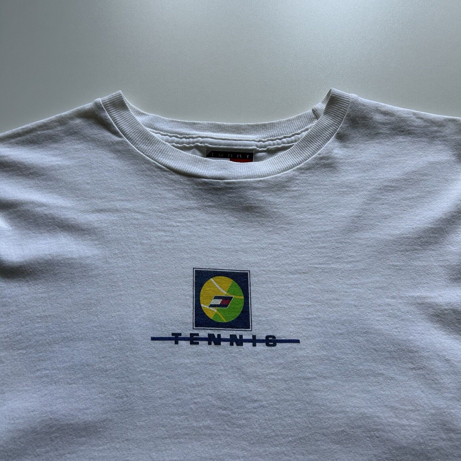 Tommy Hilfiger Vintage 90s Tommy Hilfiger Tennis Graphic T Shirt Small Rare Size S / US 4 / IT 40 - 2 Thumbnail