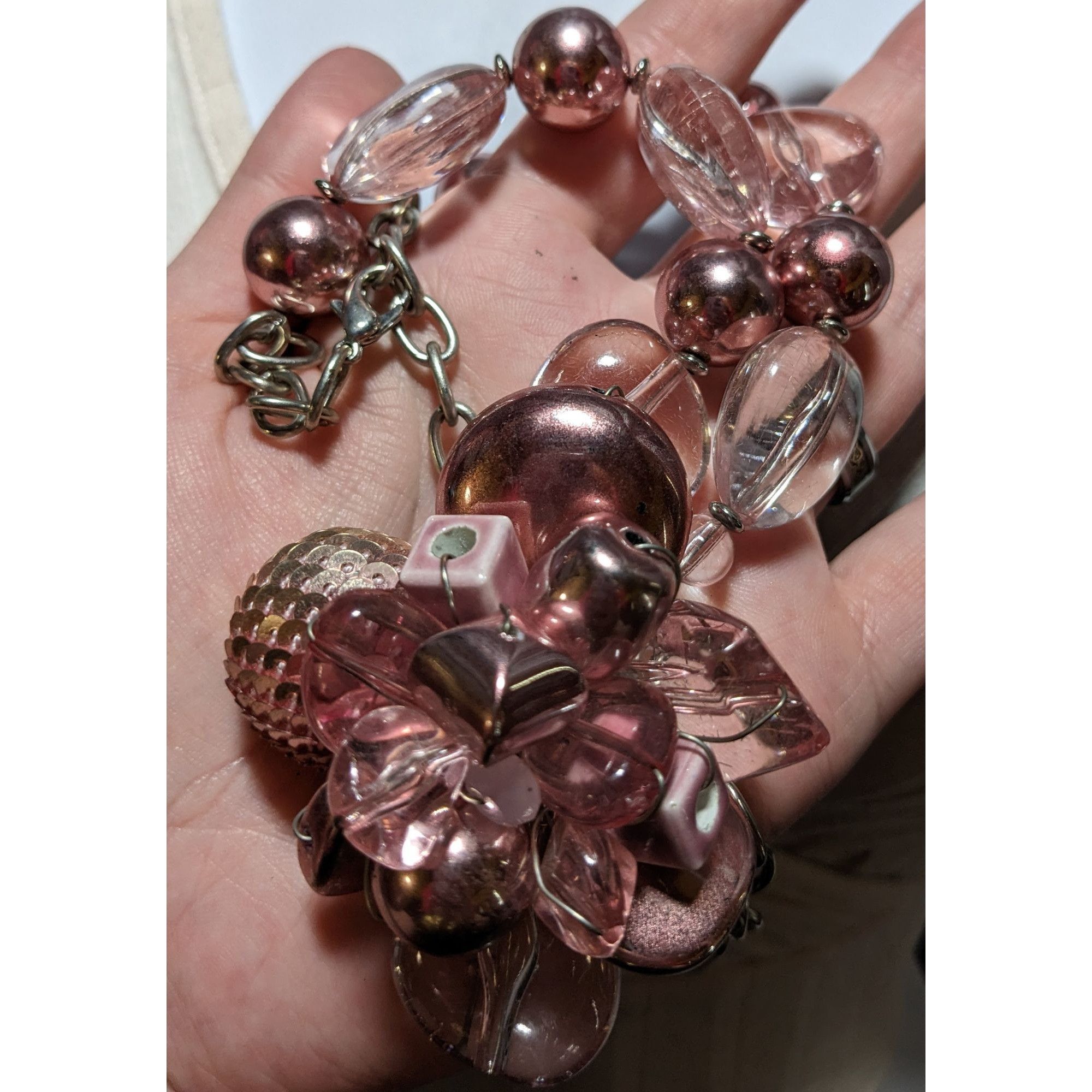 Other Pink Metallic Floral Statement Necklace Size ONE SIZE - 9 Thumbnail