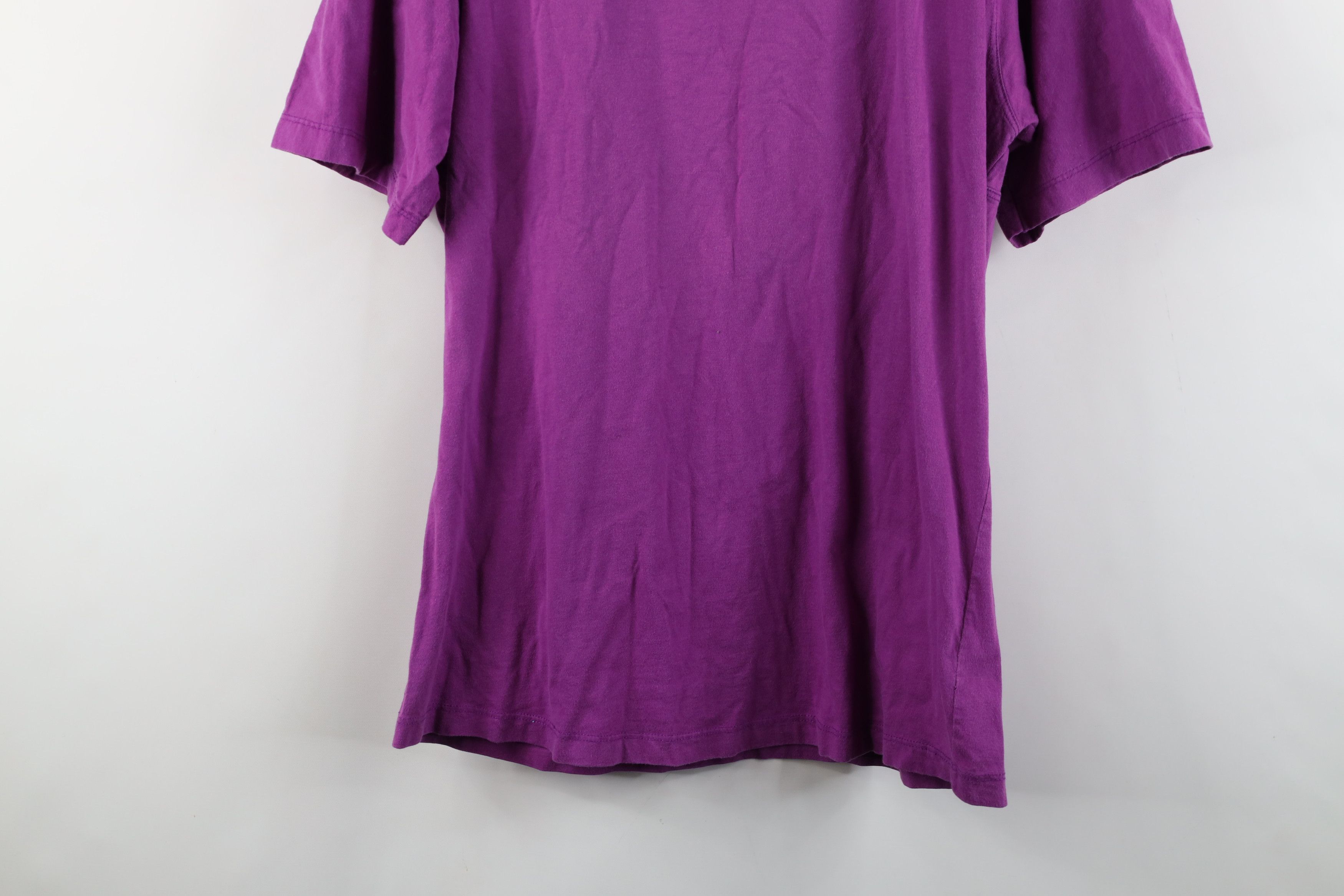Calvin Klein × Vintage Vintage 90s Calvin Klein Spell Out One World T-Shirt Purple Size XXL / US 16-18 / IT 52-54 - 14 Thumbnail