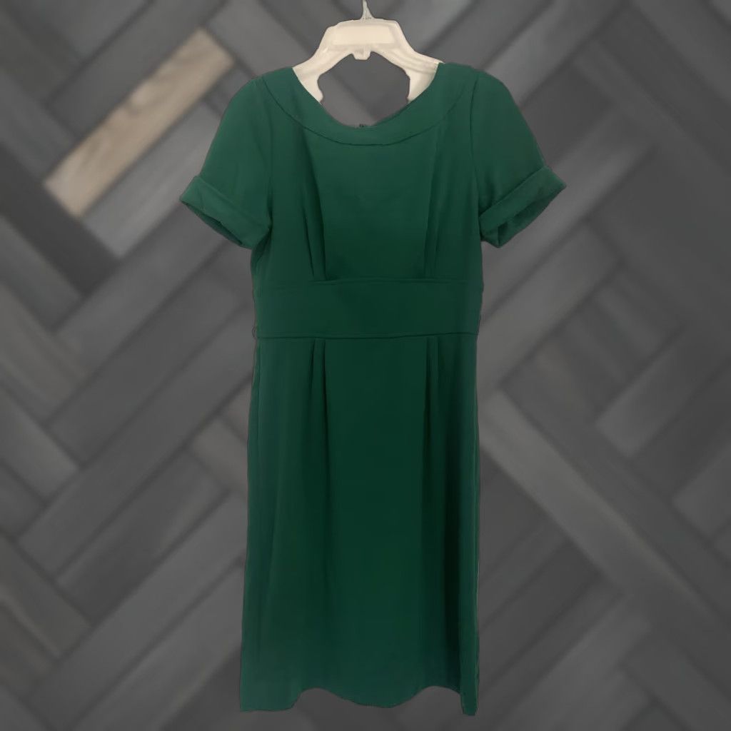 Vintage NWT London Times Dress Women Size 10 Green Short Sleeve Scoop Neck Knee Length Pencil Dress Regular Size L / US 10 / IT 46 - 1 Thumbnail