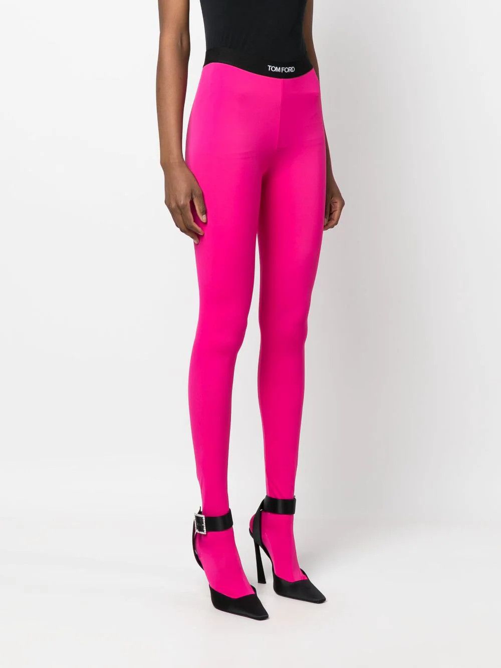 Tom Ford o1loc1c0924 PAD056 Logo Waistband Leggings in Fuchsia Size 27" / US 4 / IT 40 - 2 Thumbnail