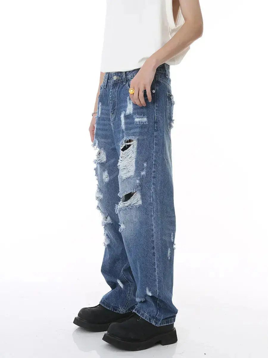 Japanese Brand Retro loose hip-hop ripped jeans Size US 32 / EU 48 - 3 Thumbnail