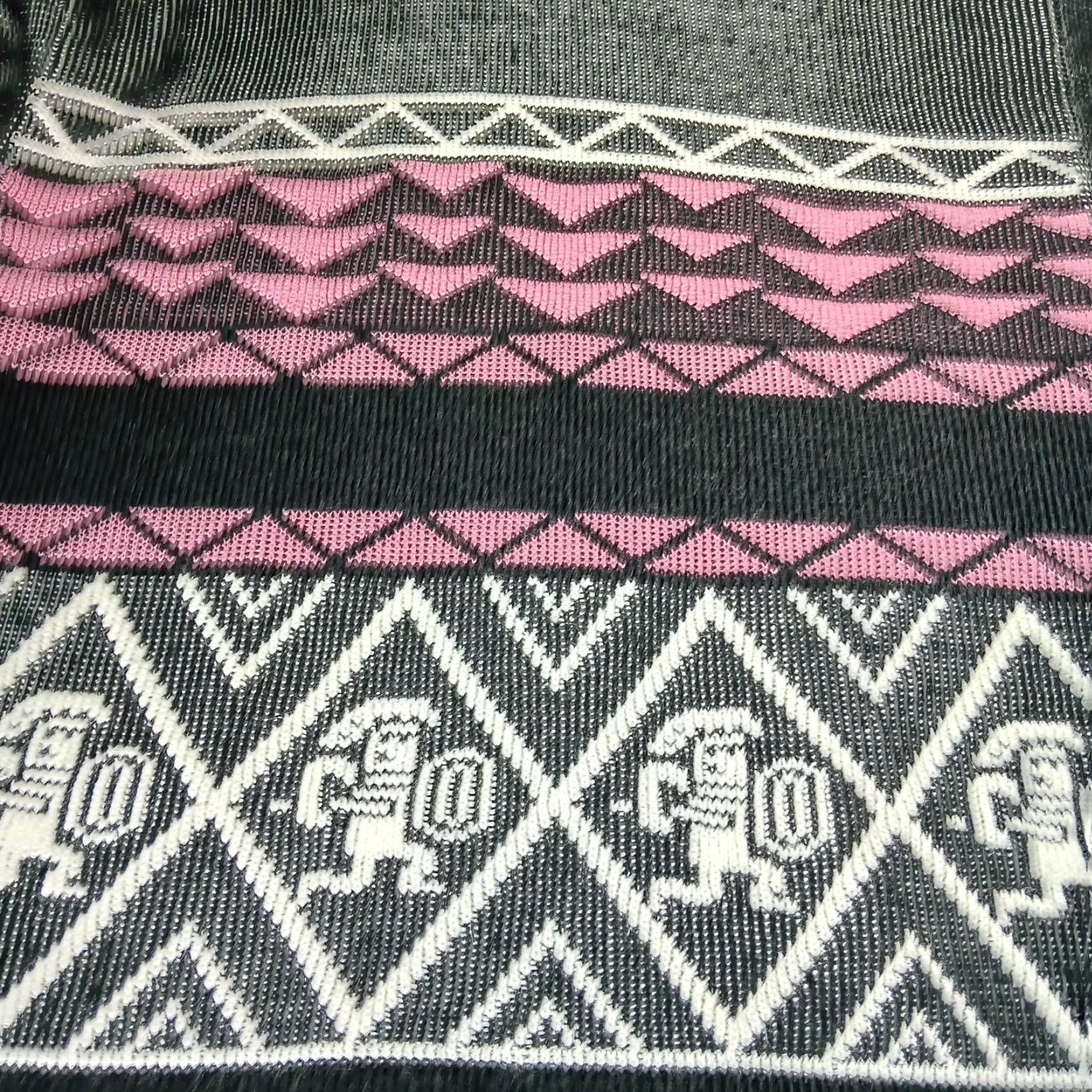 Pinko VINTAGE JC & Louis Aztec Warrior Sweater Pullover Geometric Knit Mock Neck Long Sleeve Black Pink M Womens 80s Retro Size M / US 6-8 / IT 42-44 - 6 Thumbnail