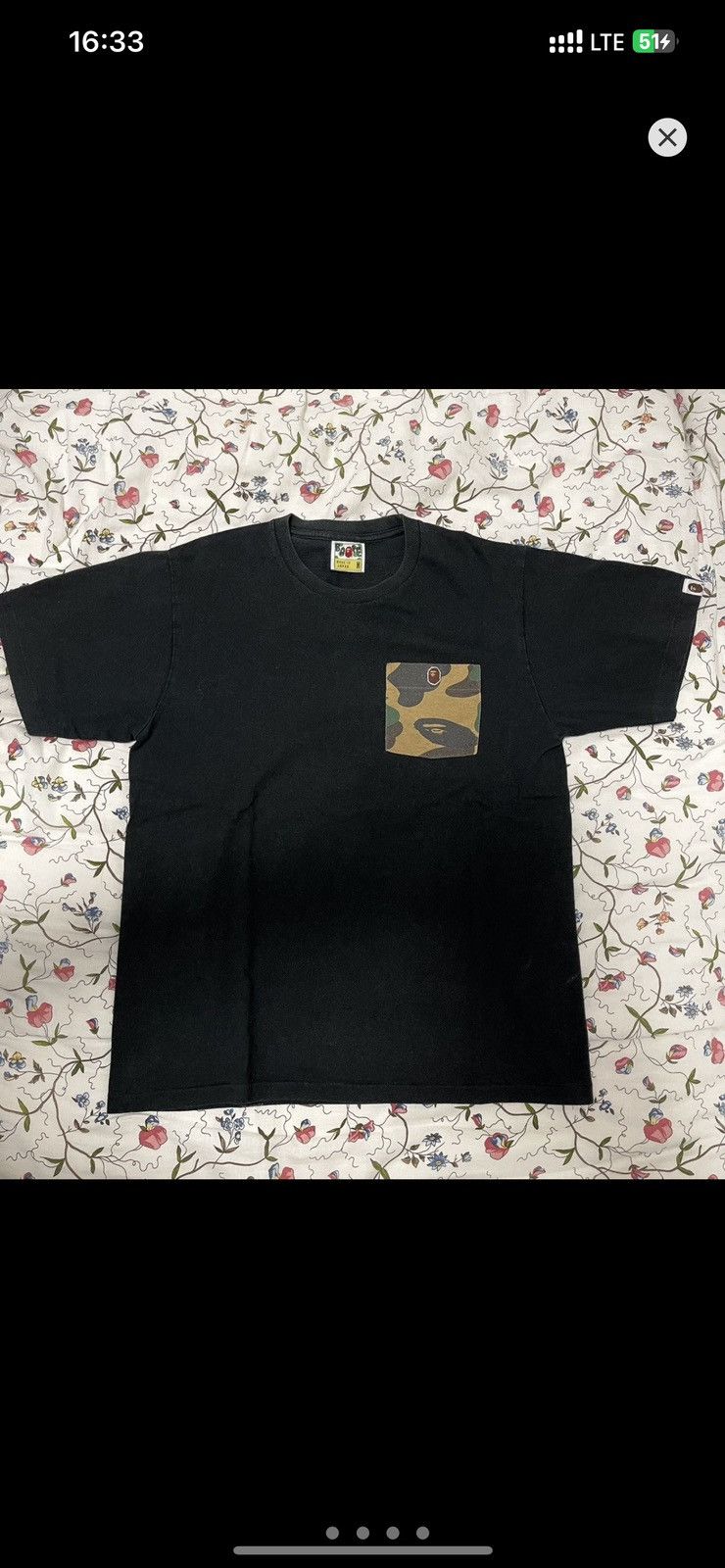 Bape One Point Ape Head Logo Green Camo Pocket Tee
