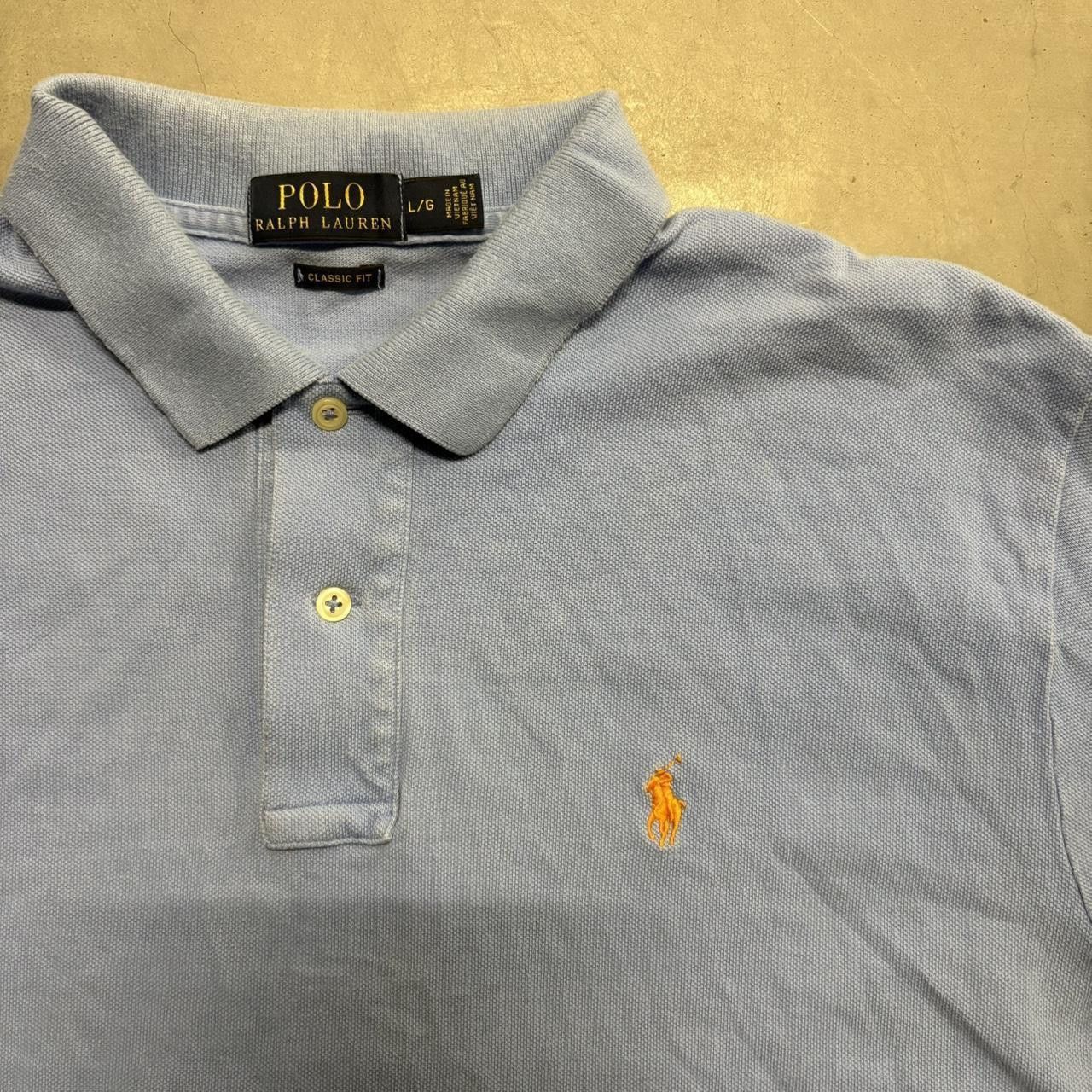Polo Ralph Lauren Crazy Vintage Y2K/2000s Baby Blue Polo Ralph Lauren Orange Logo Polo Shirt! Size US L / EU 52-54 / 3 - 2 Thumbnail