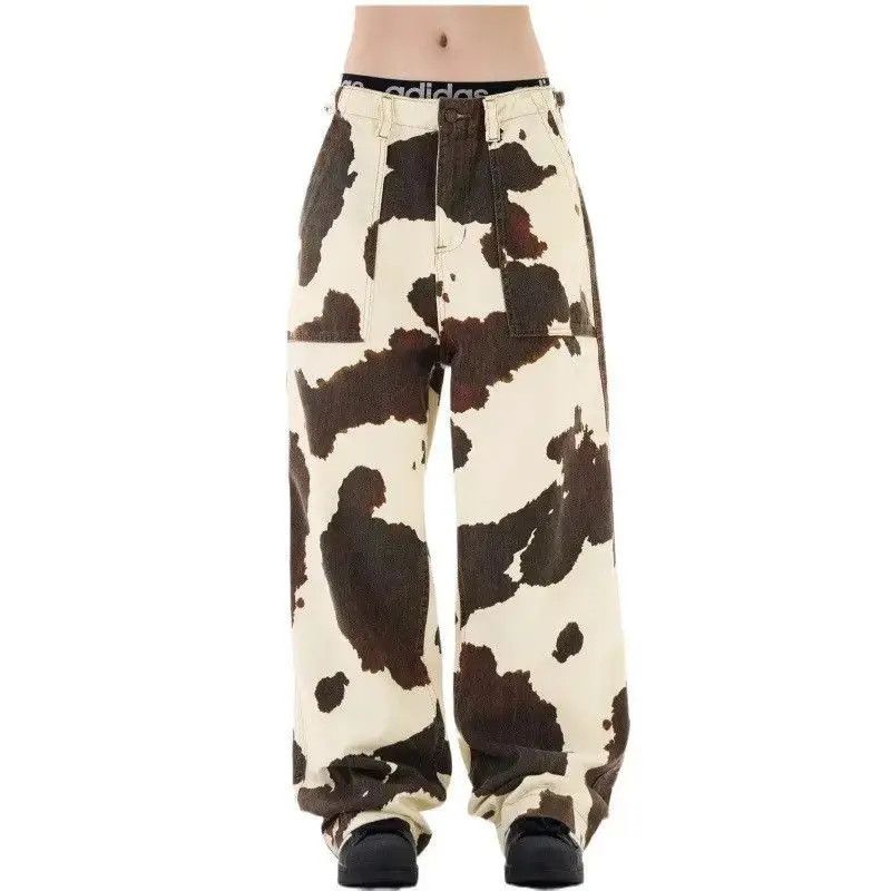 Japanese Brand Retro loose wide leg cow print jeans Size US 32 / EU 48 - 5 Thumbnail