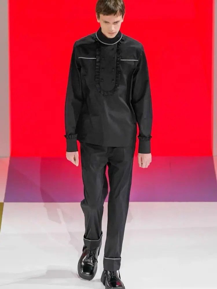 Prada Prada Sz 40 prada runway formal neck shirt-2506 Size US L / EU 52-54 / 3 - 6 Thumbnail