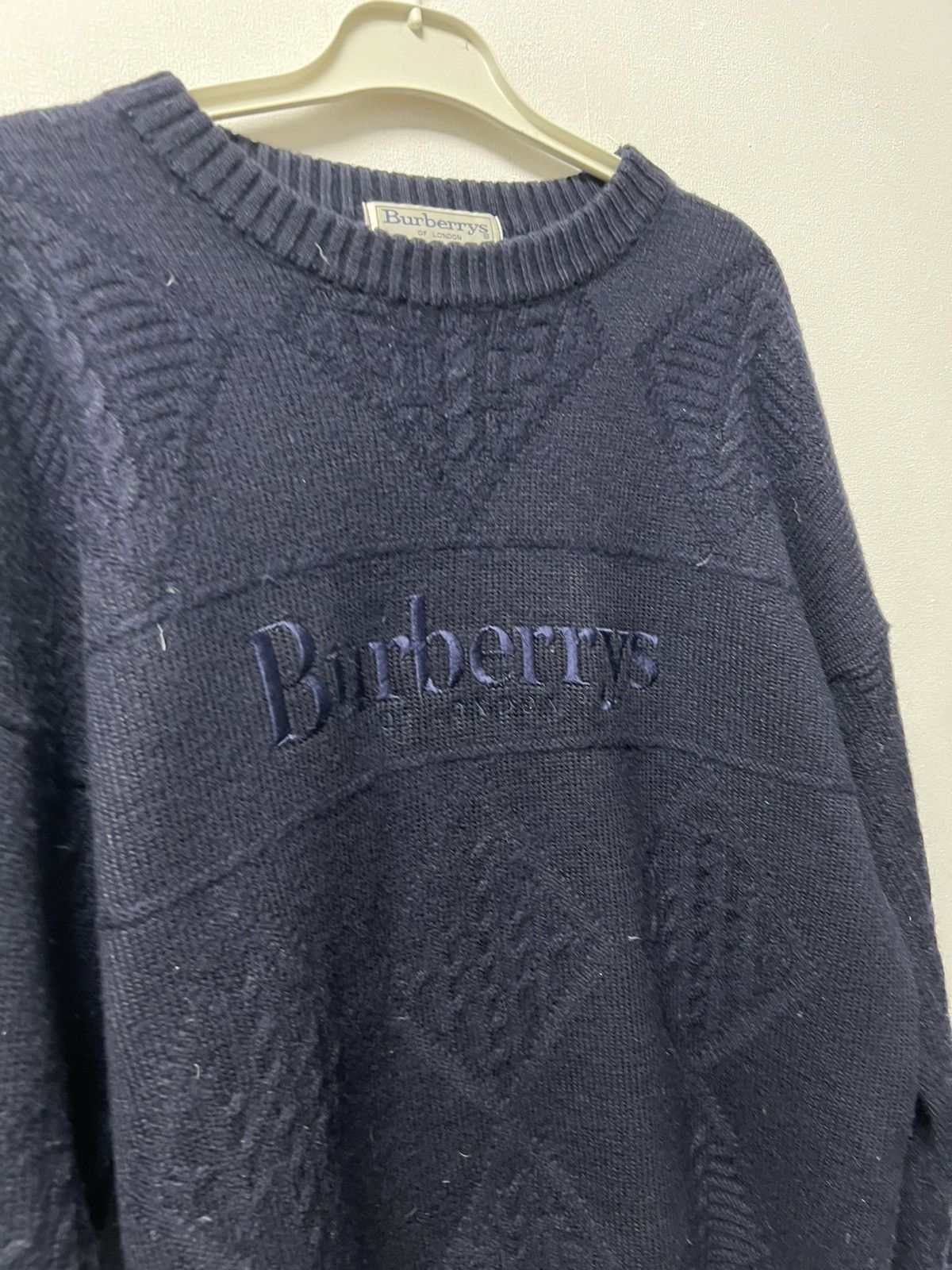 Burberry Vintage BURBERRYS Logo Wool Sweater Sweatshirt Big Logo Size US XL / EU 56 / 4 - 2 Thumbnail