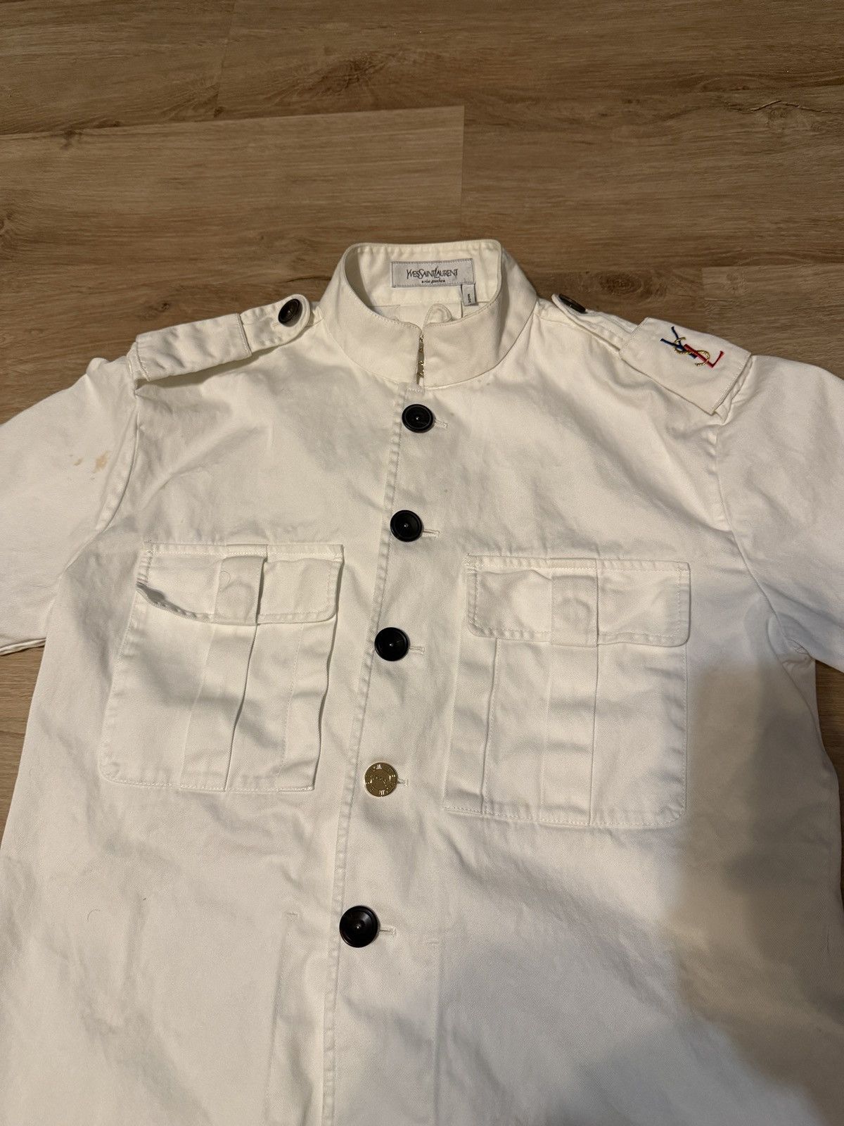 Yves Saint Laurent Yves Saint Laurent Rive Gauche White Button Up Jean Jacket Size US XXS / EU 40 - 5 Thumbnail