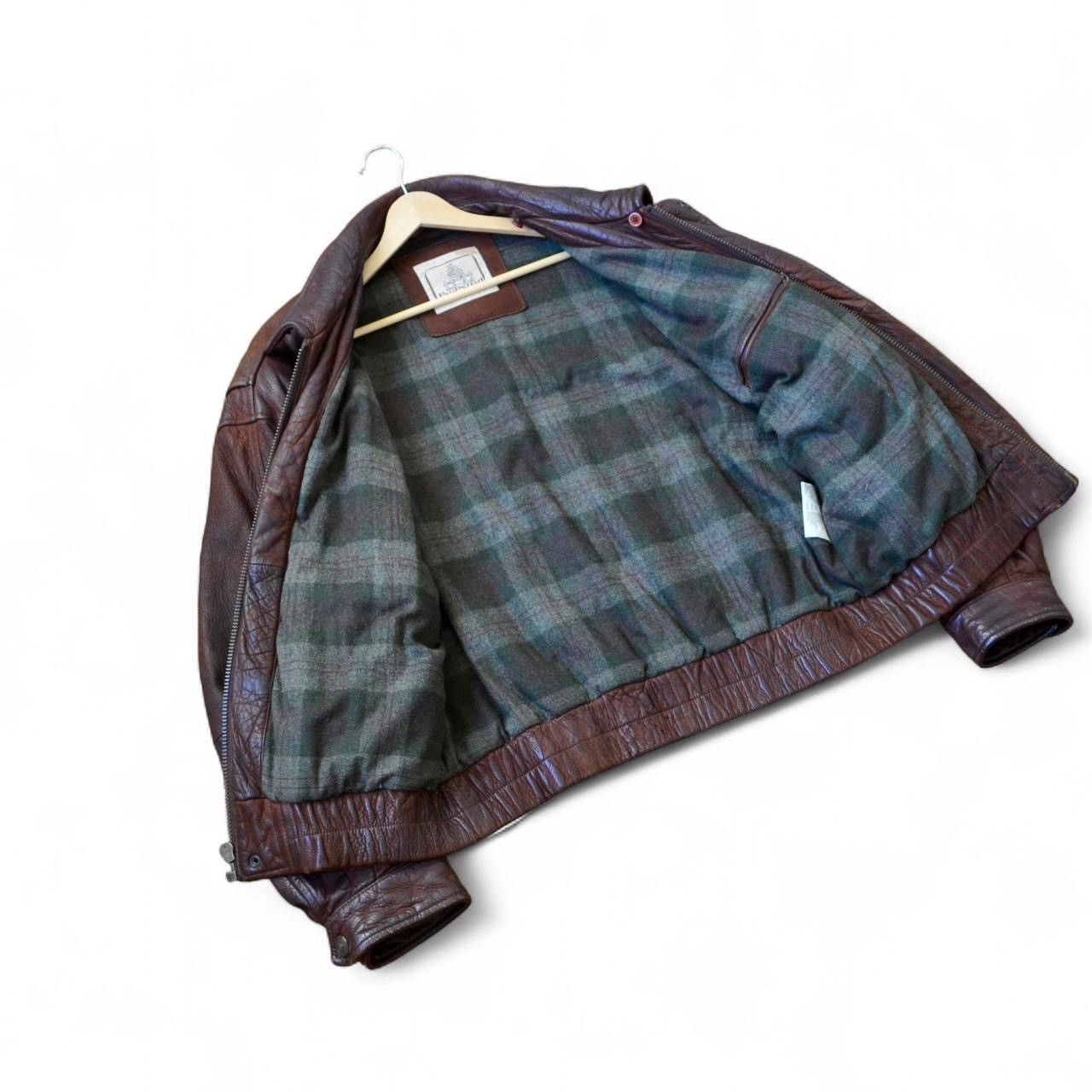 90s Paul Stuart cognac brown oversized leather jacket M