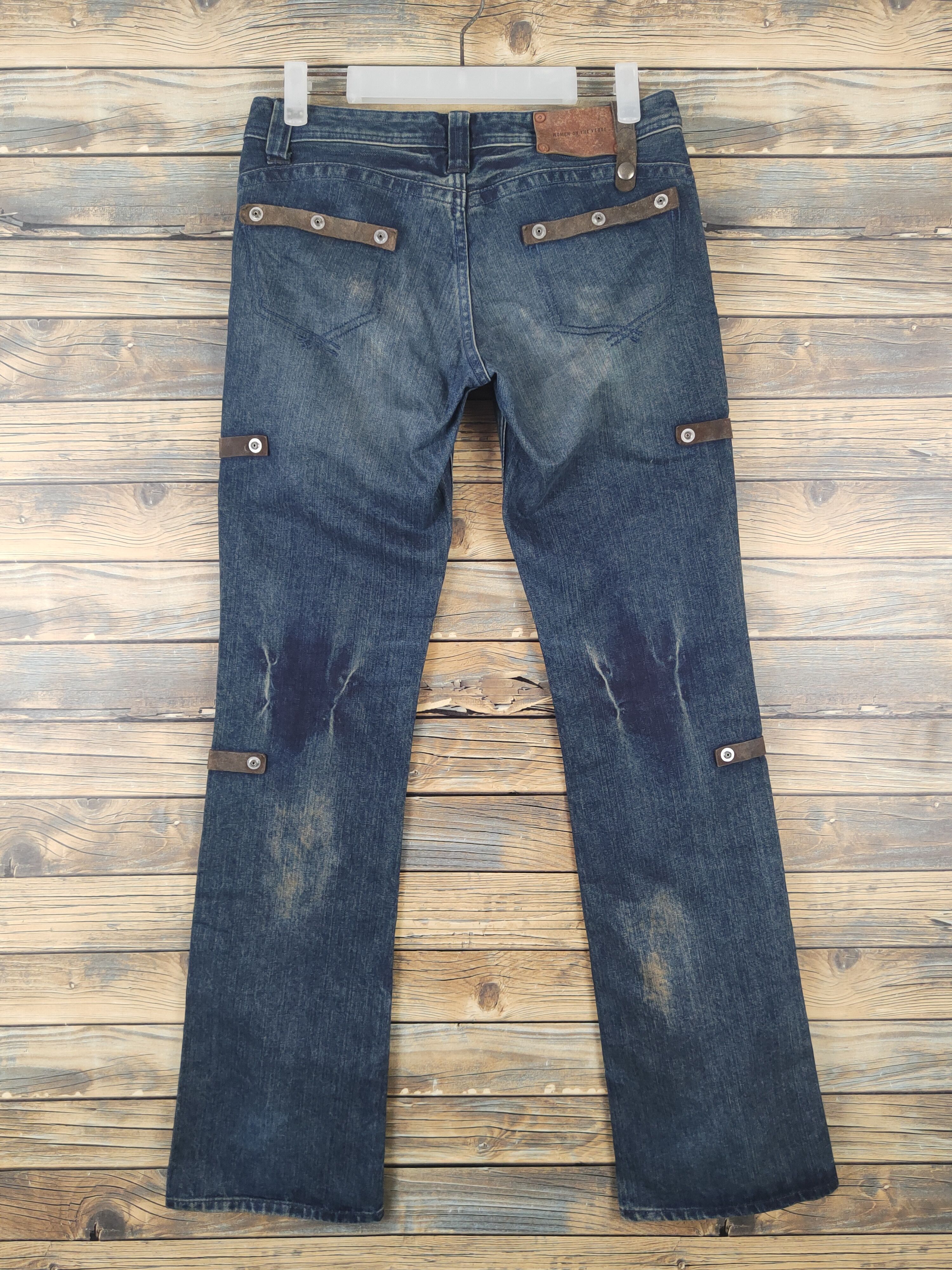 Japanese Brand DL Woman on The Verge Dark Blue Ripped denim Jeans #622 Size 28" / US 6 / IT 42 - 7 Thumbnail
