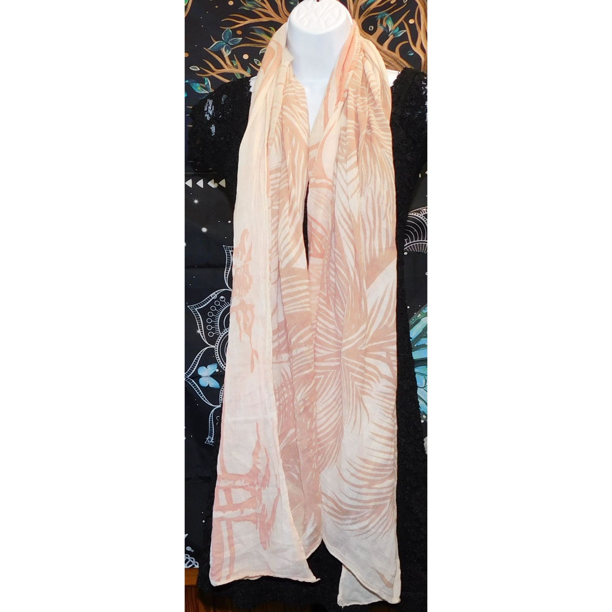 Other Cream And Peach Palm Tree Lightweight Scarf Size ONE SIZE - 6 Thumbnail