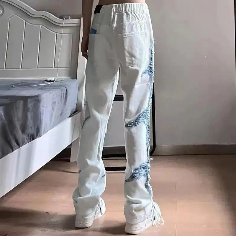 Japanese Brand Loose straight leg patchwork jeans Size US 32 / EU 48 - 4 Thumbnail